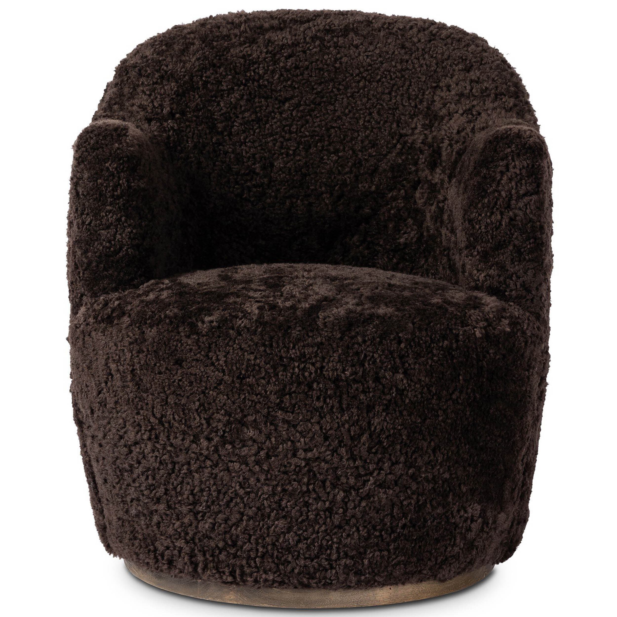 Aurora Swivel Chair, Cocoa Shearling by Four Hands - Image 2