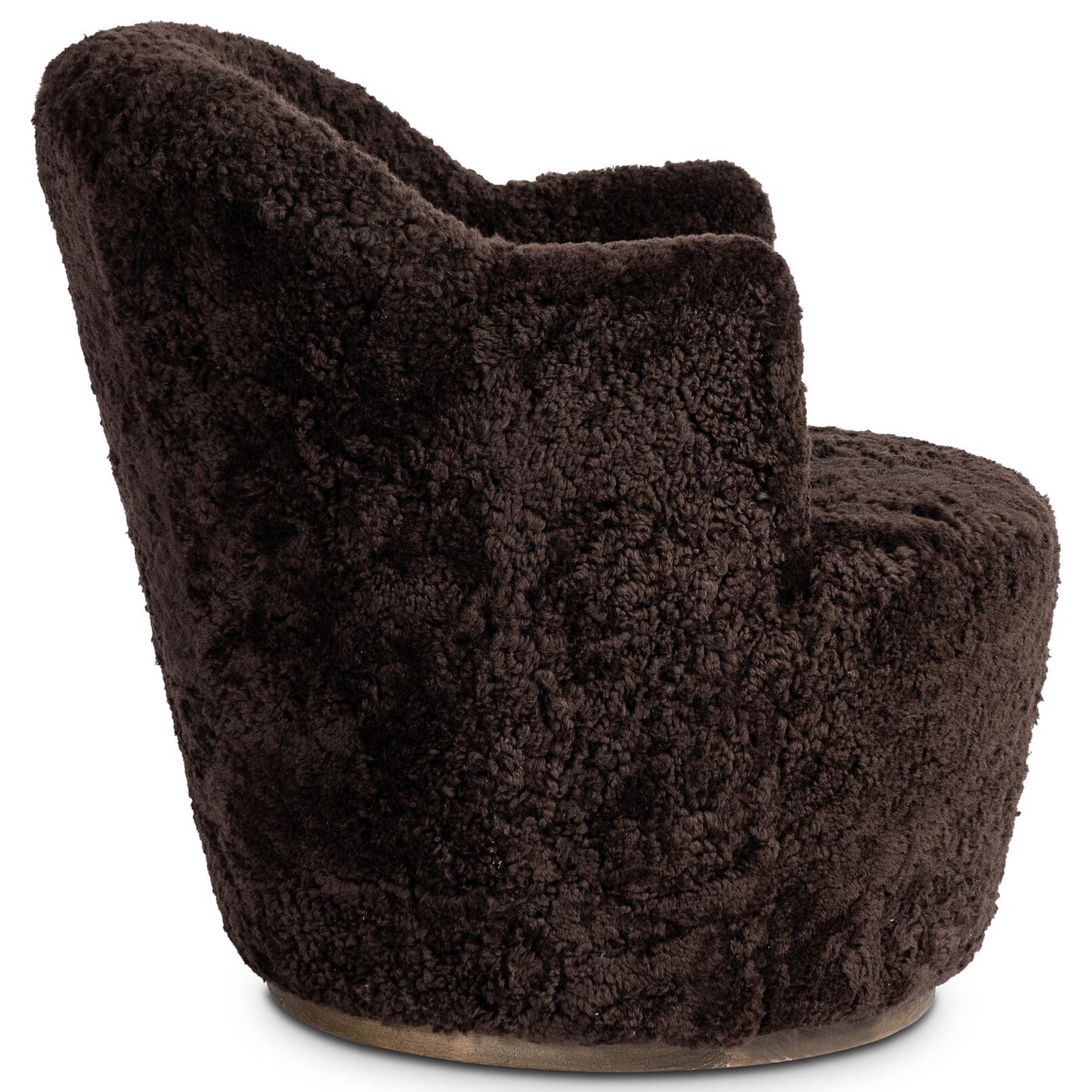 Aurora Swivel Chair, Cocoa Shearling by Four Hands - Image 3