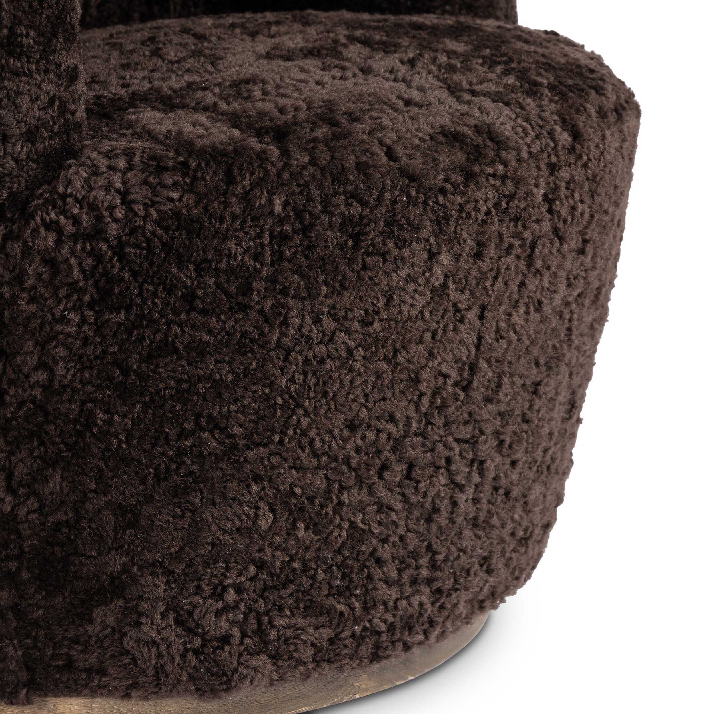 Aurora Swivel Chair, Cocoa Shearling by Four Hands - Image 7