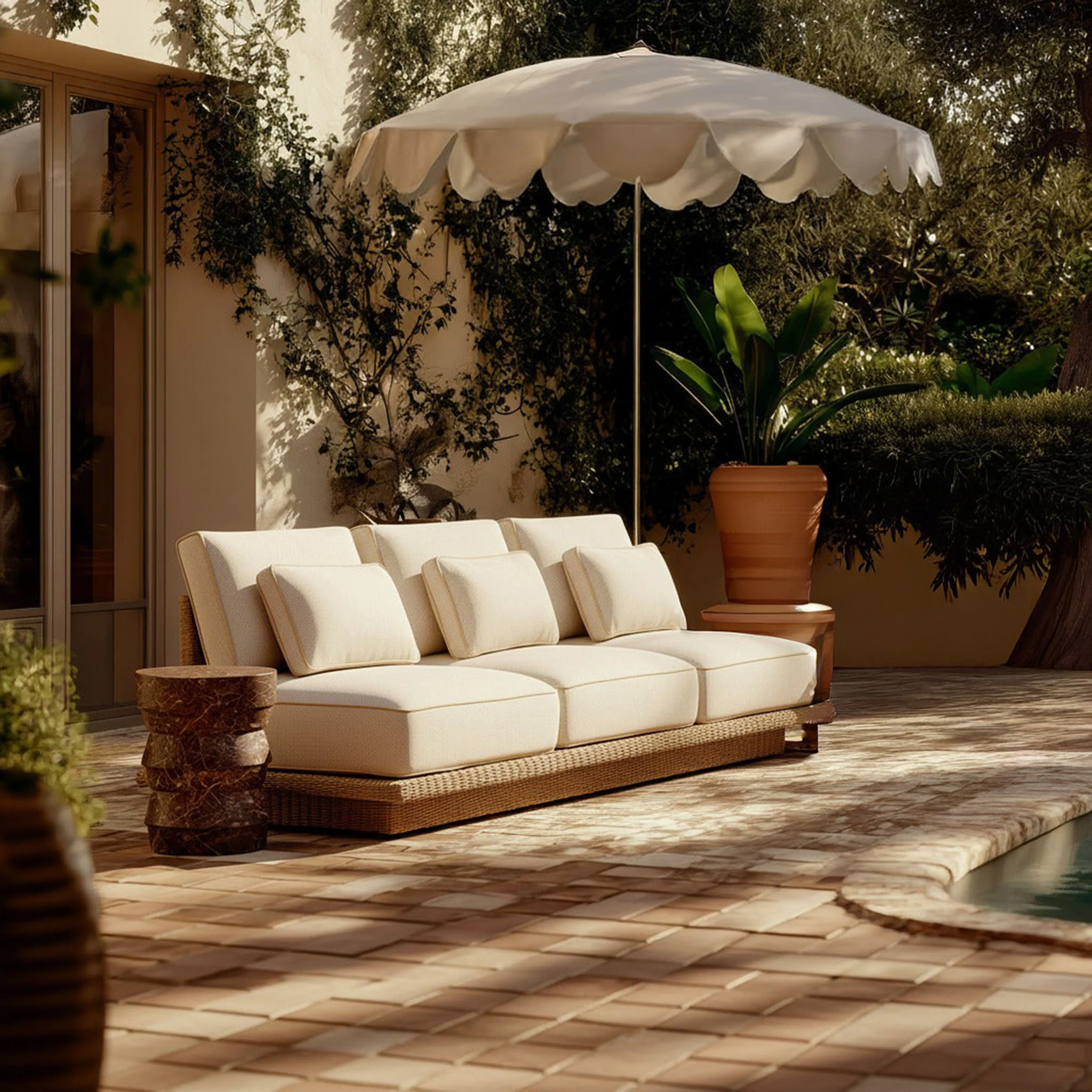 Ayon Outdoor Side Table, Red Levanto - Image 4
