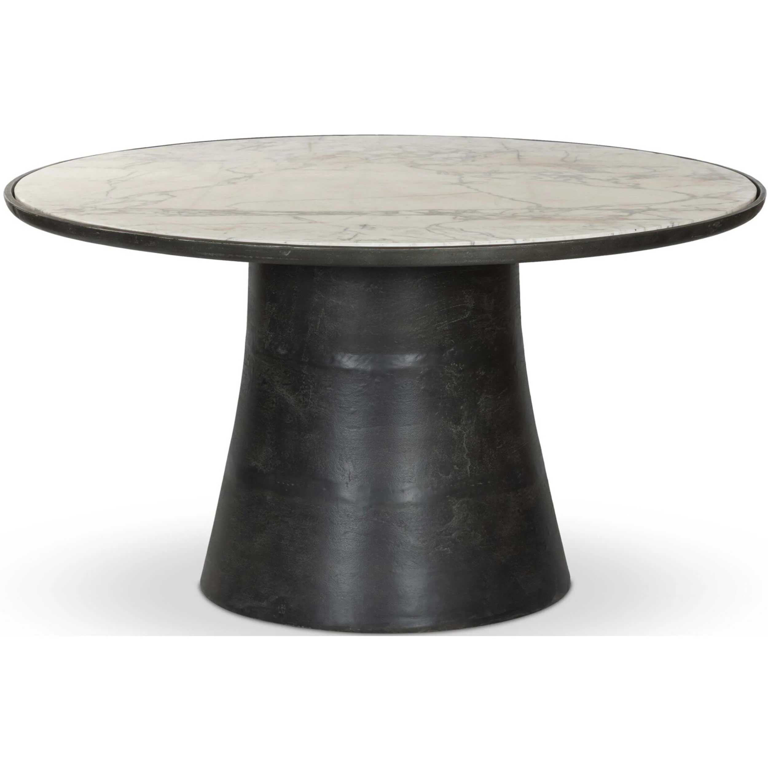 Balboa Outdoor Dining Table, Veined White Marble by Four Hands