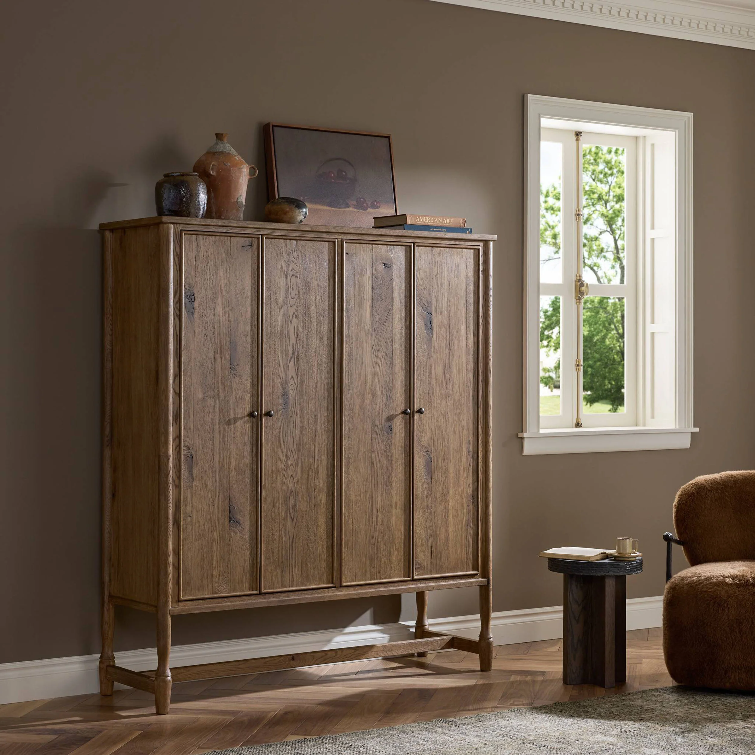 Bari Wide Cabinet, Weathered Oak by Amber Lewis x Four Hands - Image 8