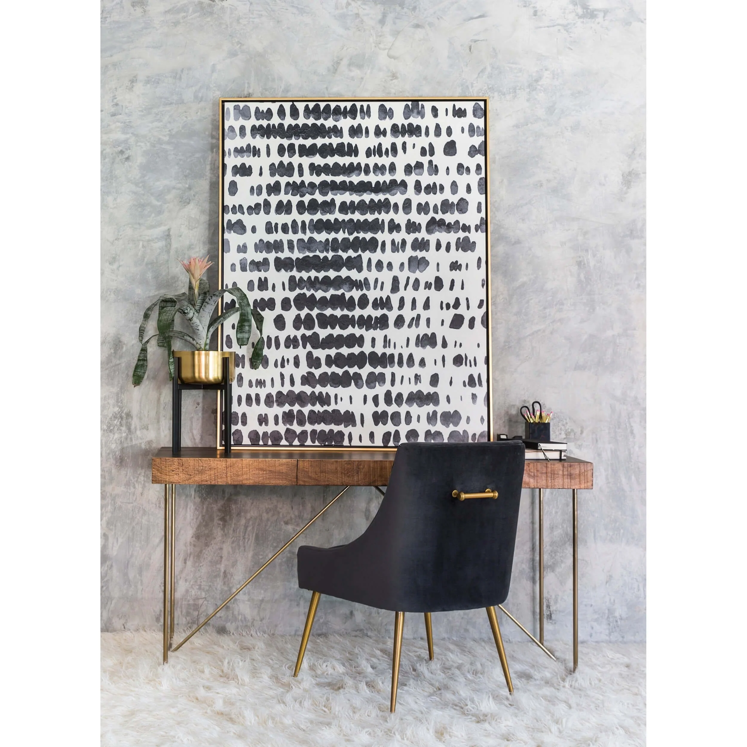 Beatrix Side Chair, Dark Grey/Brushed Gold Base - Image 9
