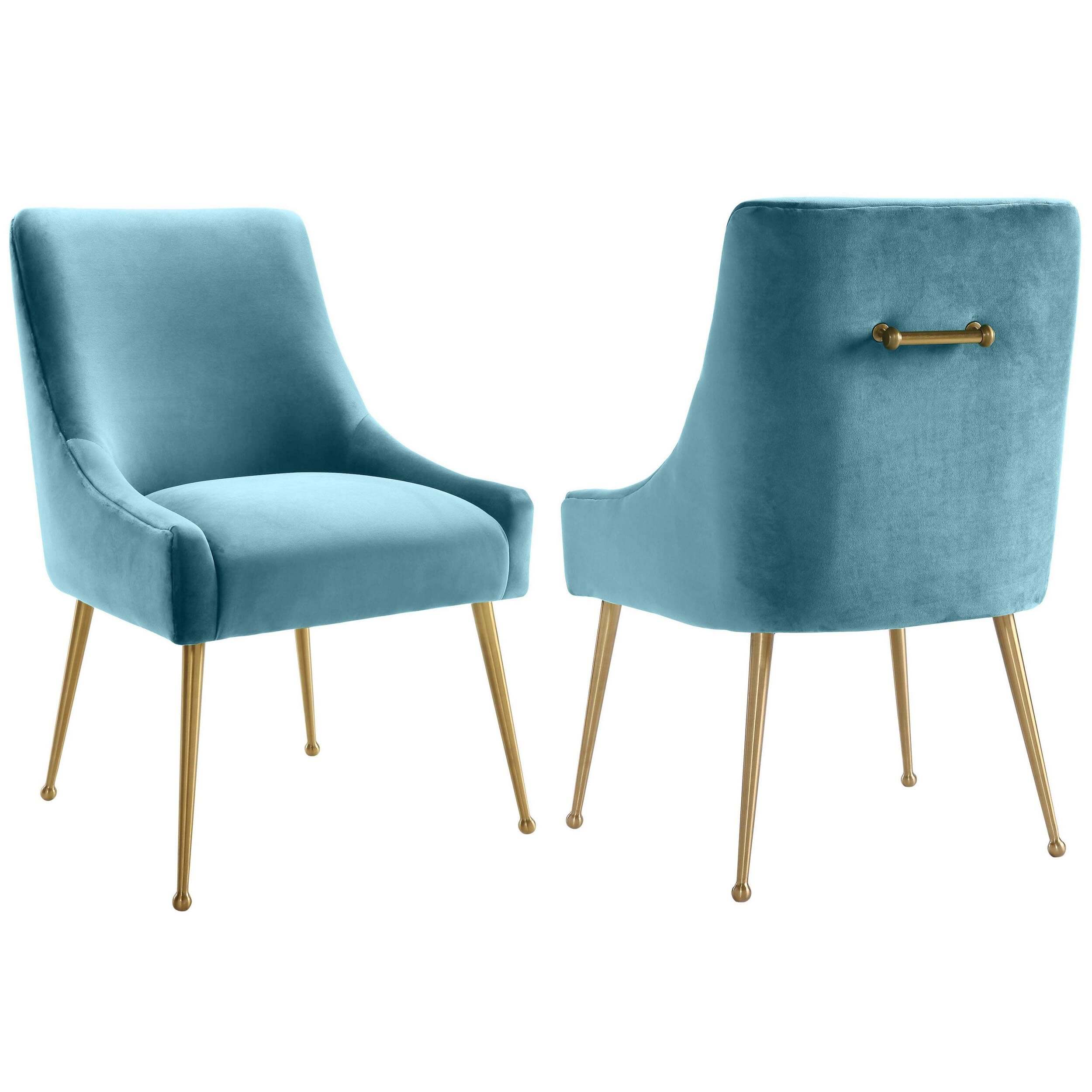 Beatrix Side Chair, Sea Blue Velvet/Brushed Gold Base - Image 4