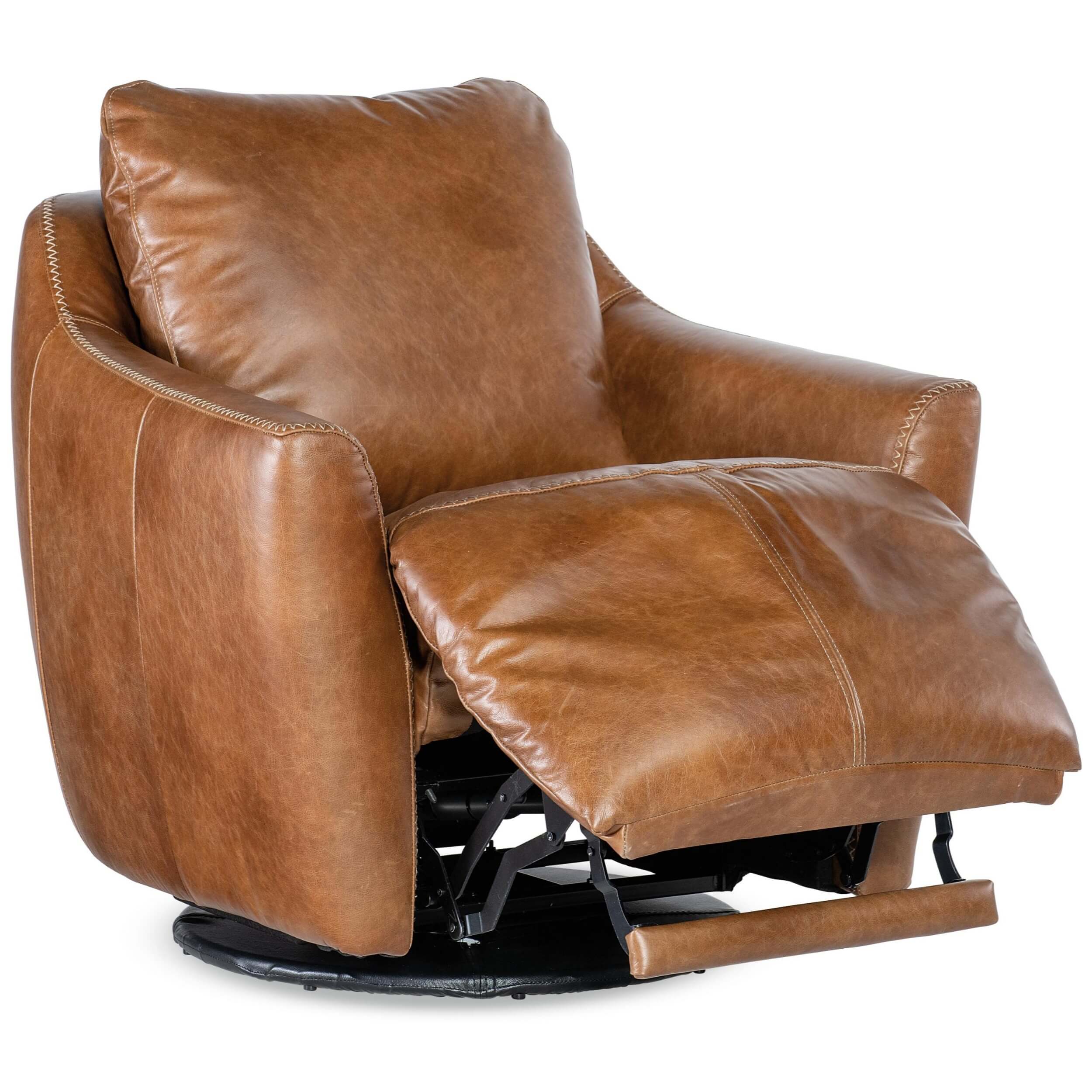 Beau Leather Swivel Chair w/Power Footrest, Pecan - Image 4