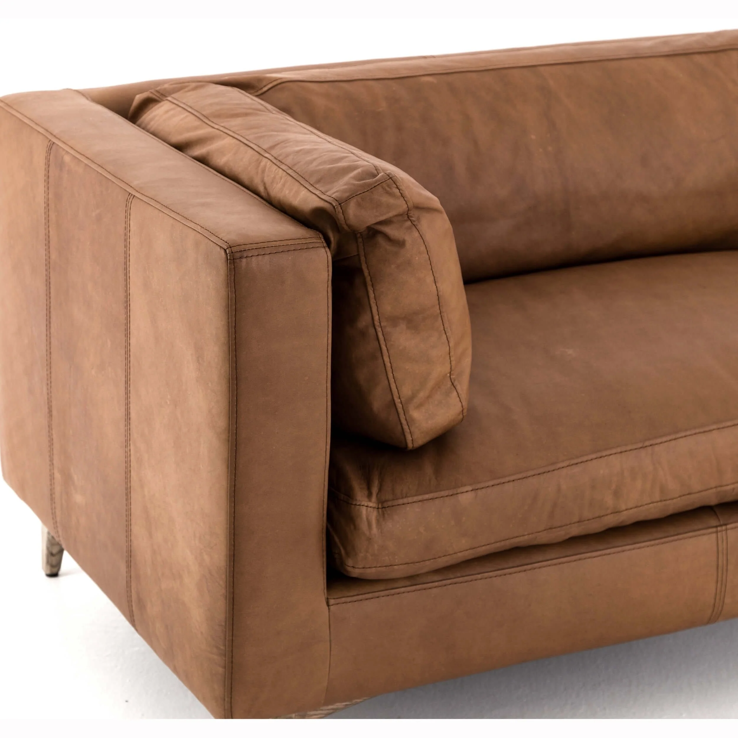 Beckwith Leather Sofa, Natural Washed Camel by Four Hands - Image 6