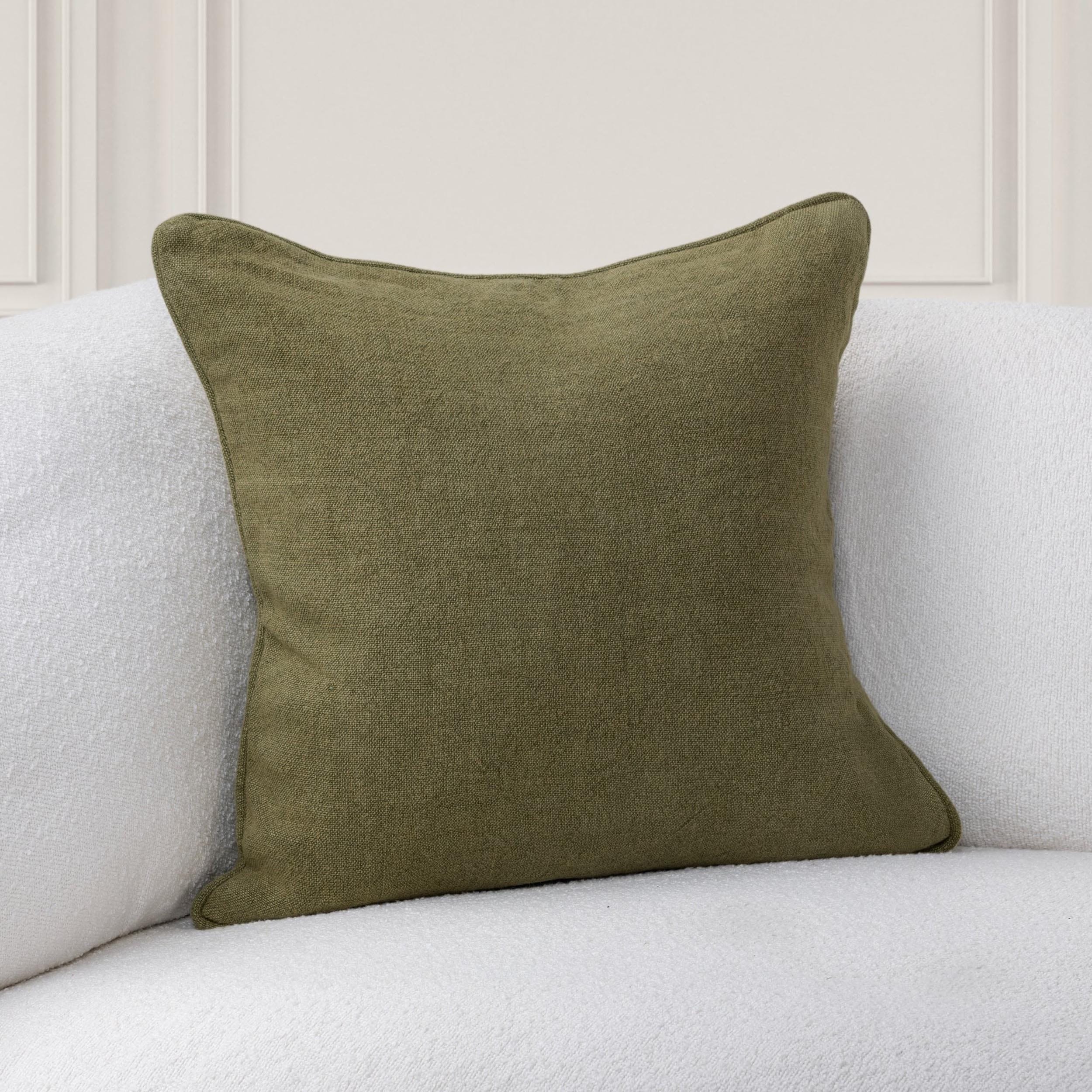 Bedford Linen Pillow, Olive Green - Image 2