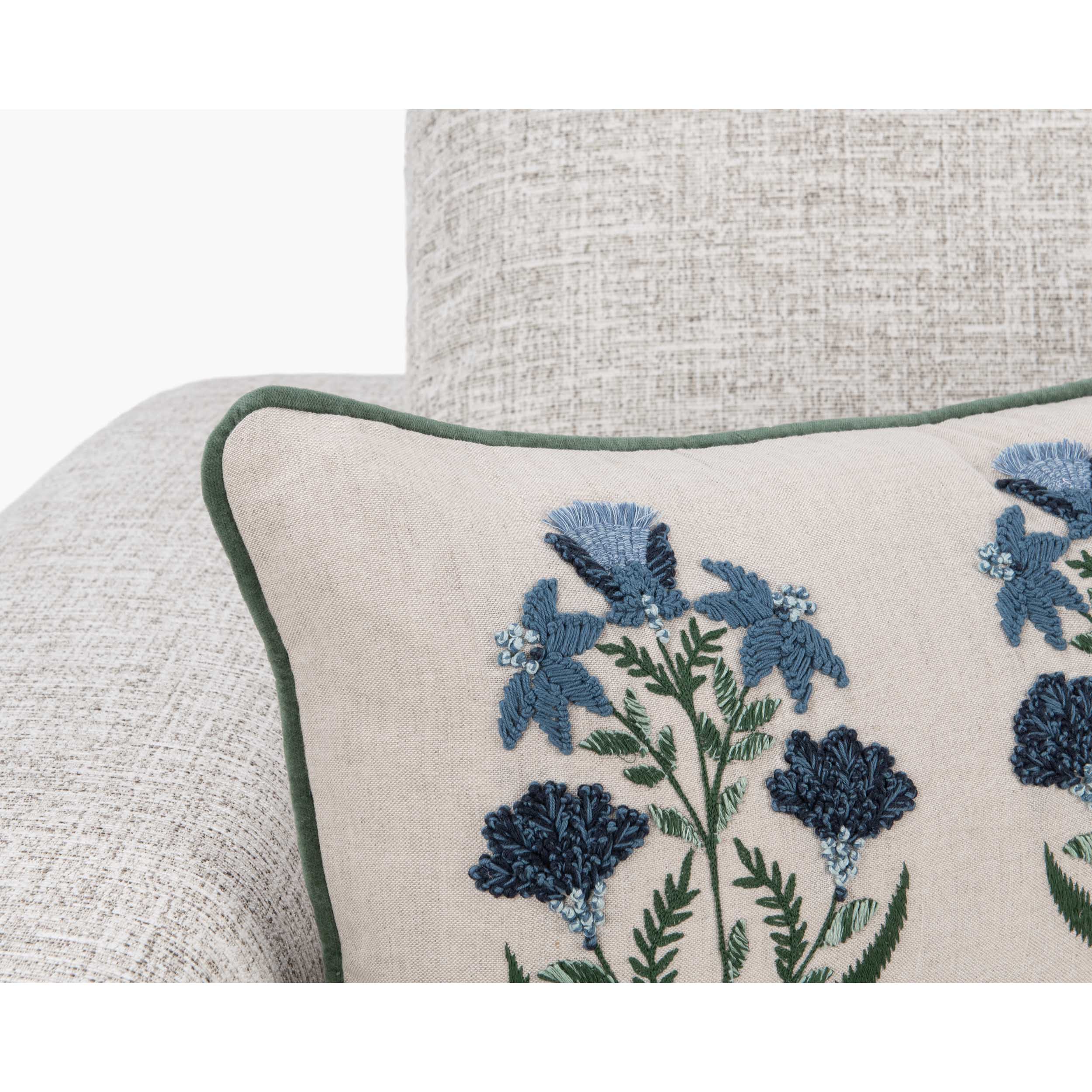 Belcourt Floral Lumbar Pillow, Natural/Blue - Image 4
