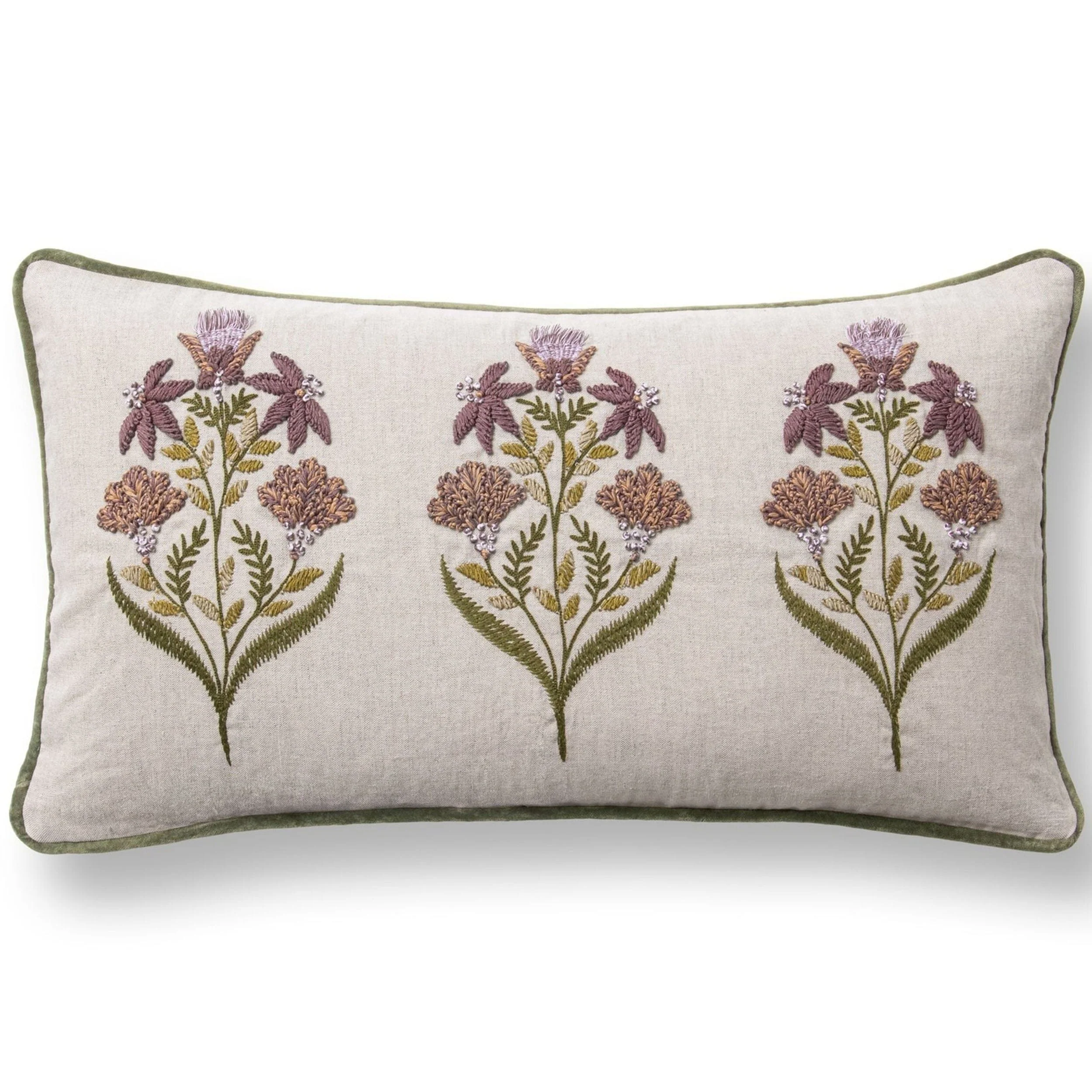 Belcourt Floral Pillow, Olive Green