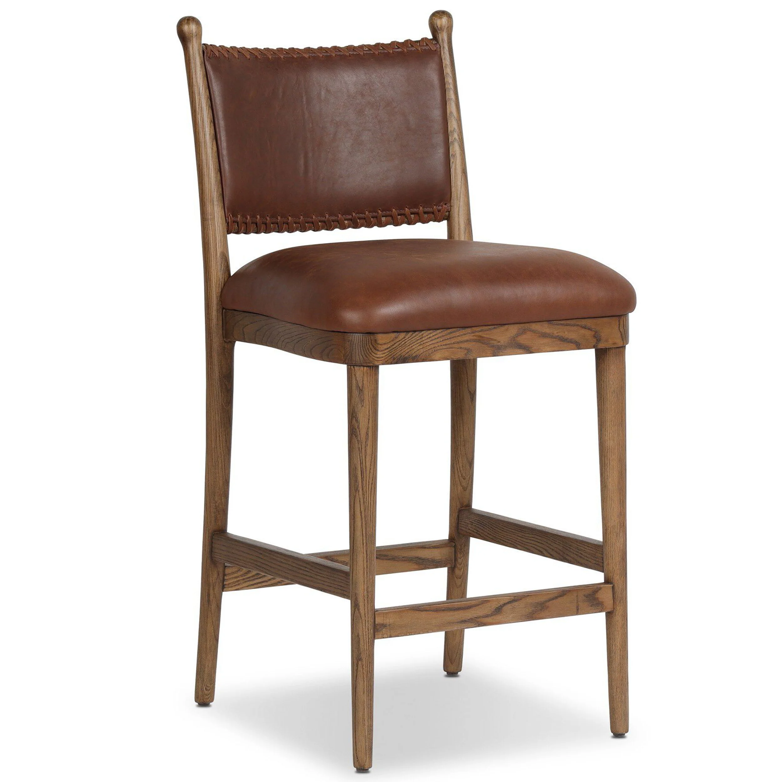 Bella Leather Bar & Counter Stool, Dulane Mahogany by Amber Lewis x Four Hands