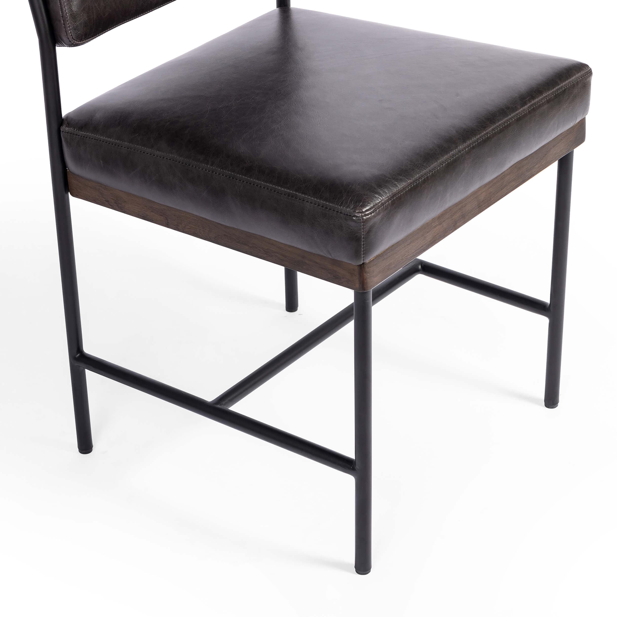 Benton Leather Dining Chair, Sonoma Black, Set of 2 by Four Hands - Image 6