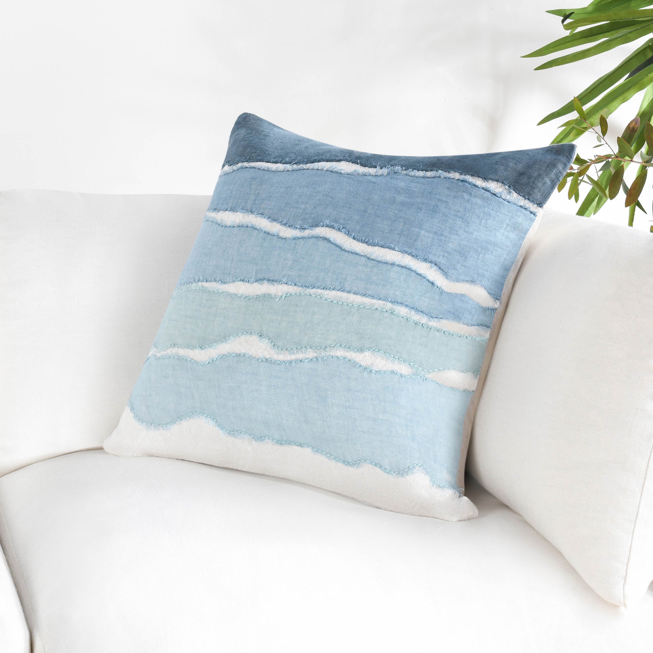 Bikram Pillow, Blue/Ivory - Image 5