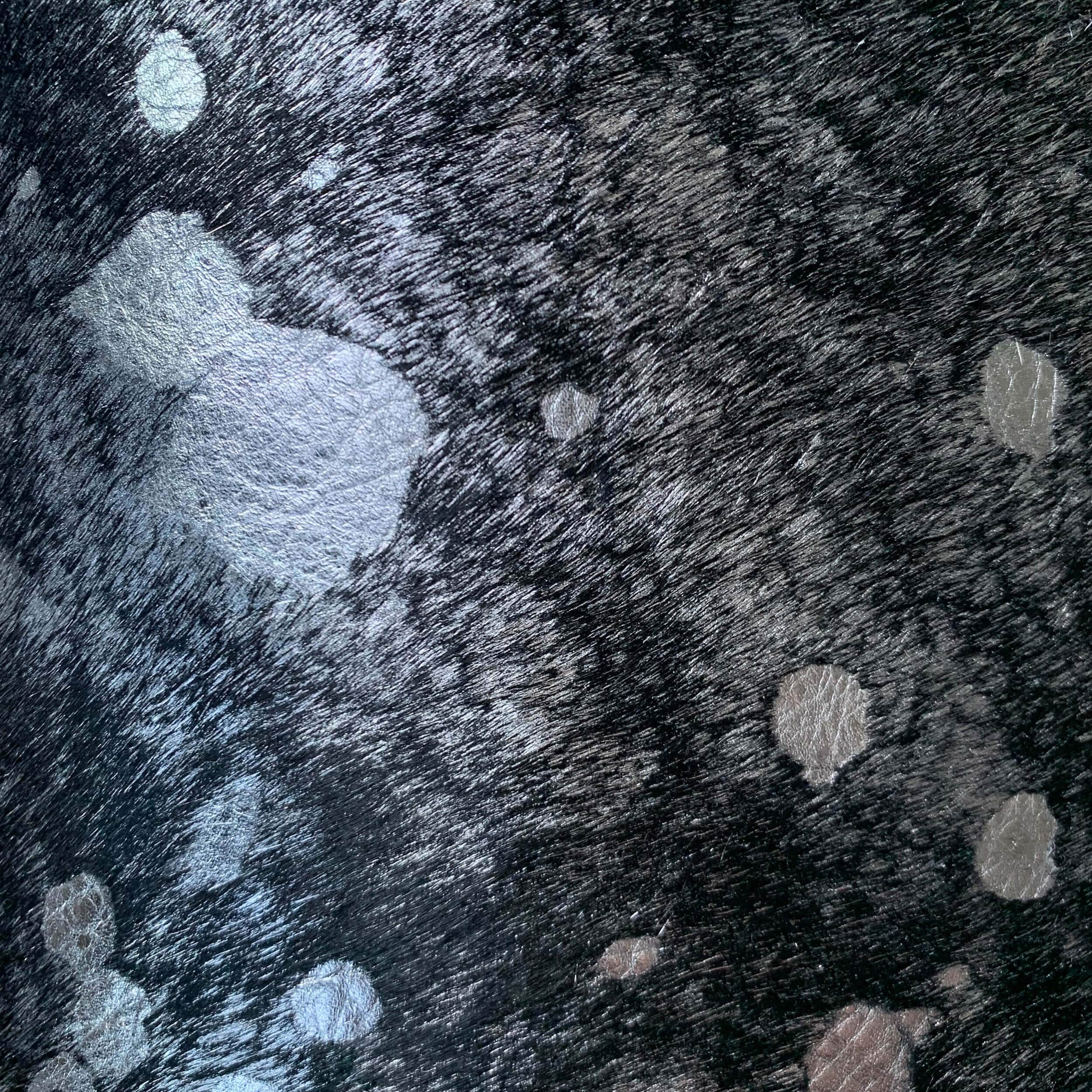 Cowhide Lumbar Pillow, Black w/Silver Metallic - Image 3