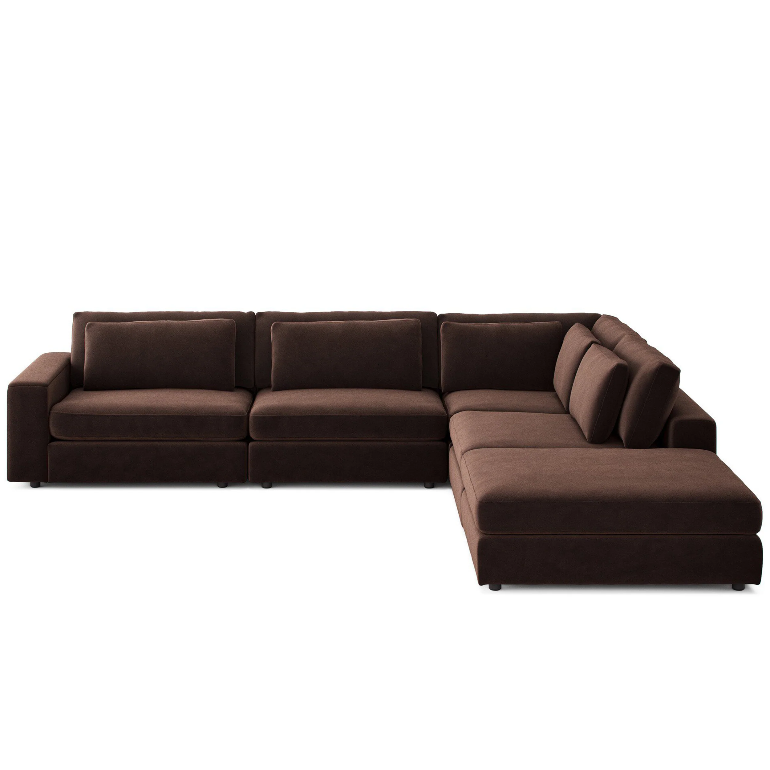 Bloor 4 Piece Sectional w/ Ottoman, Surrey Cocoa by Four Hands