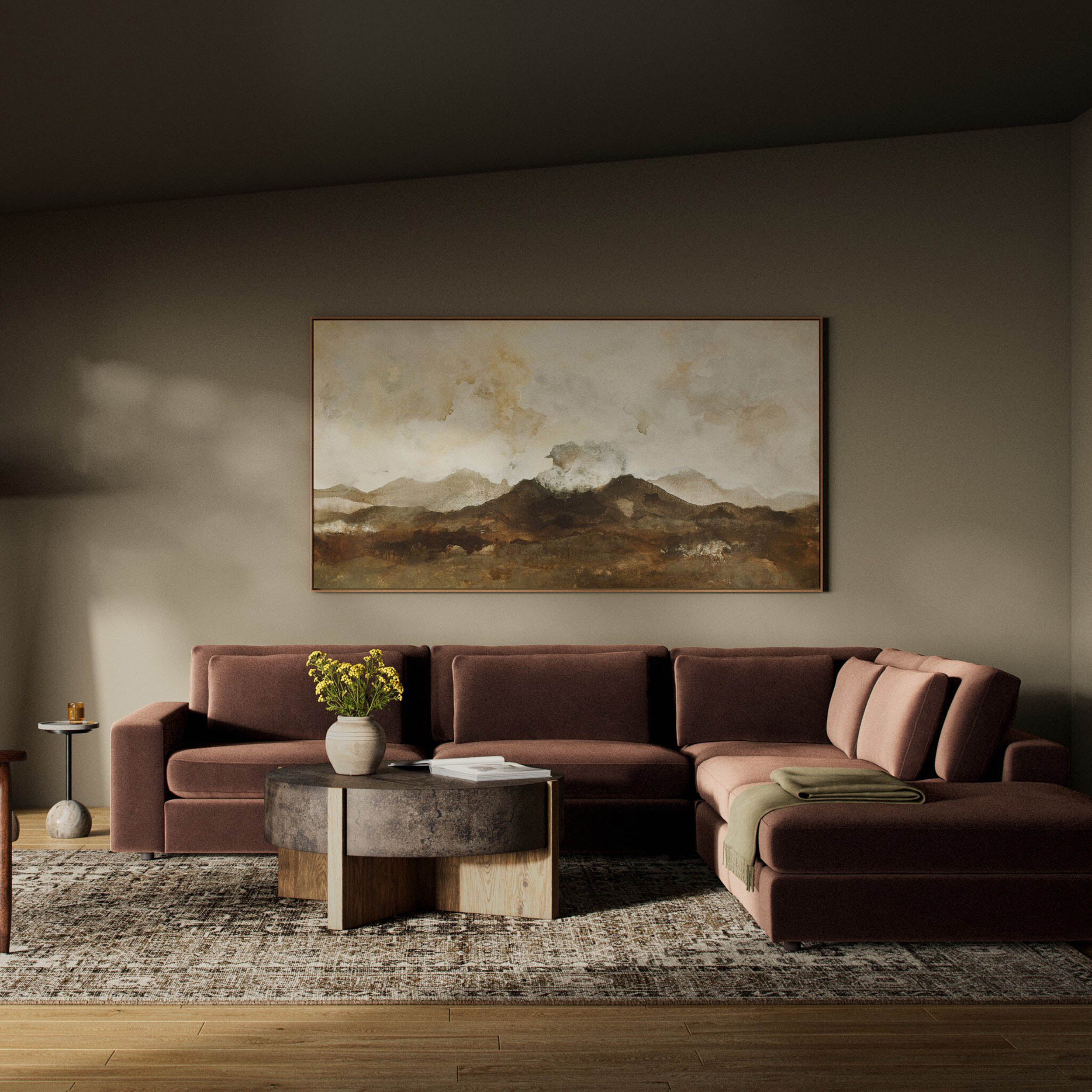 Bloor 4 Piece Sectional w/ Ottoman, Surrey Cocoa by Four Hands - Image 2