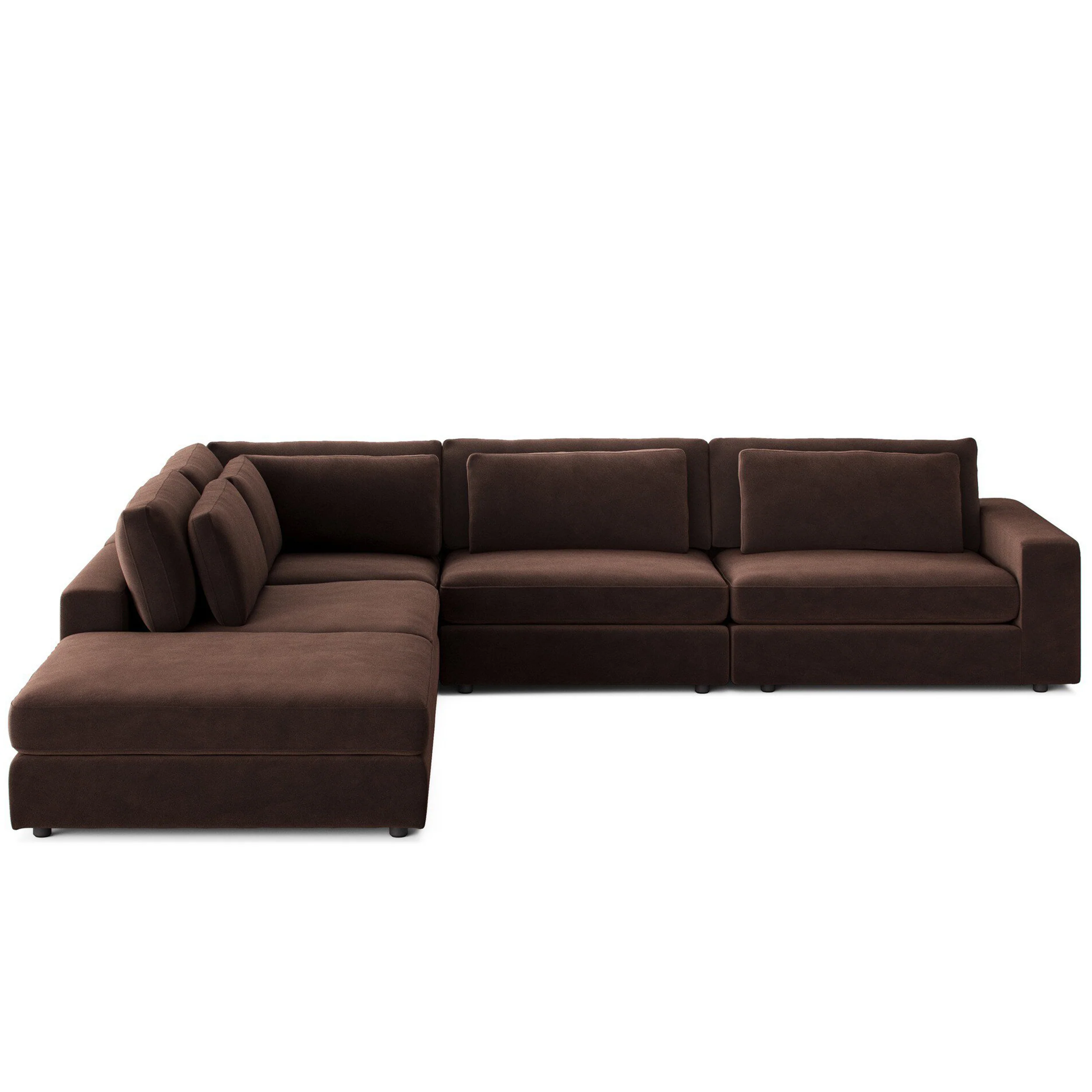 Bloor 4 Piece Sectional w/ Ottoman, Surrey Cocoa by Four Hands - Image 3
