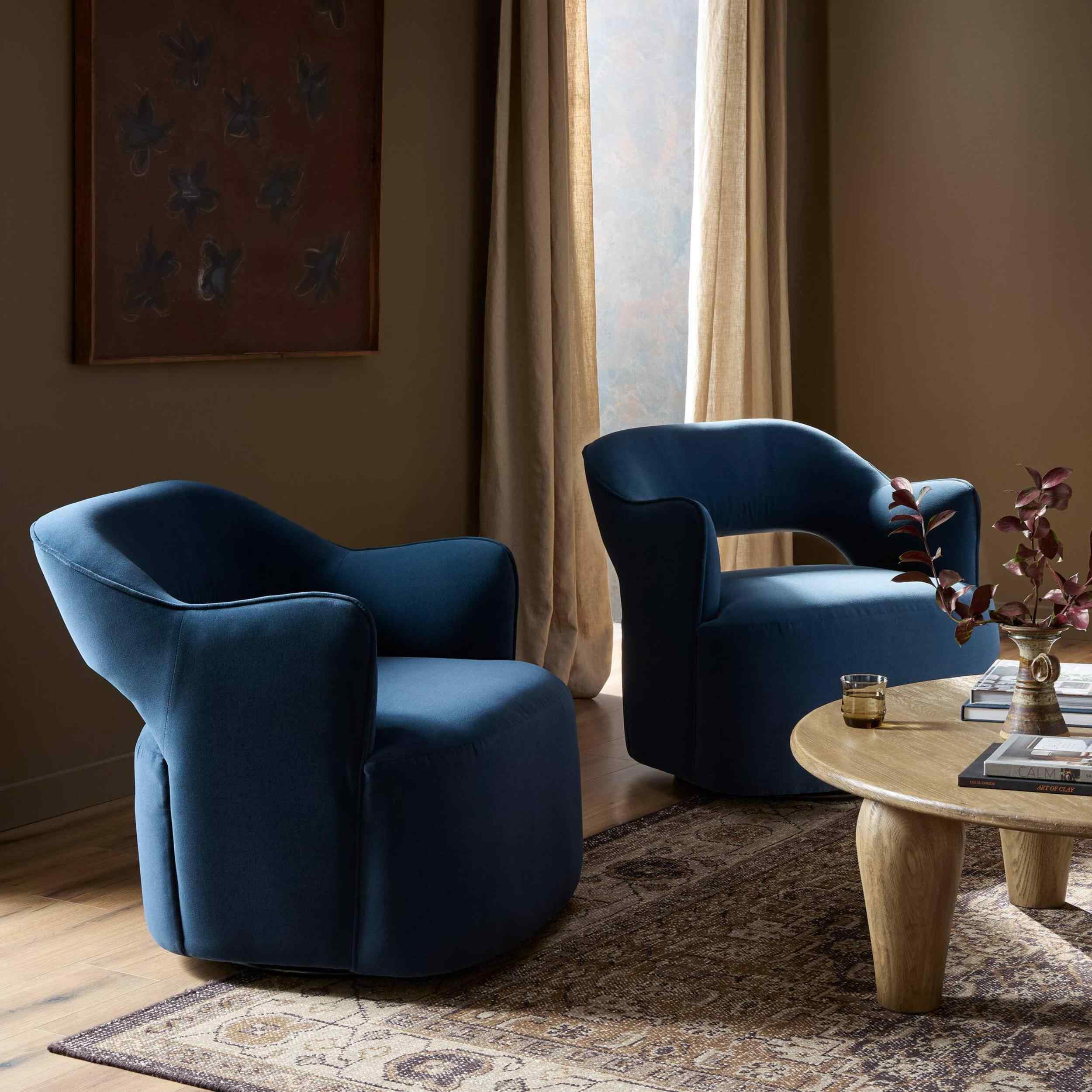 Blythe Swivel Chair, Henry Navy by Four Hands - Image 5