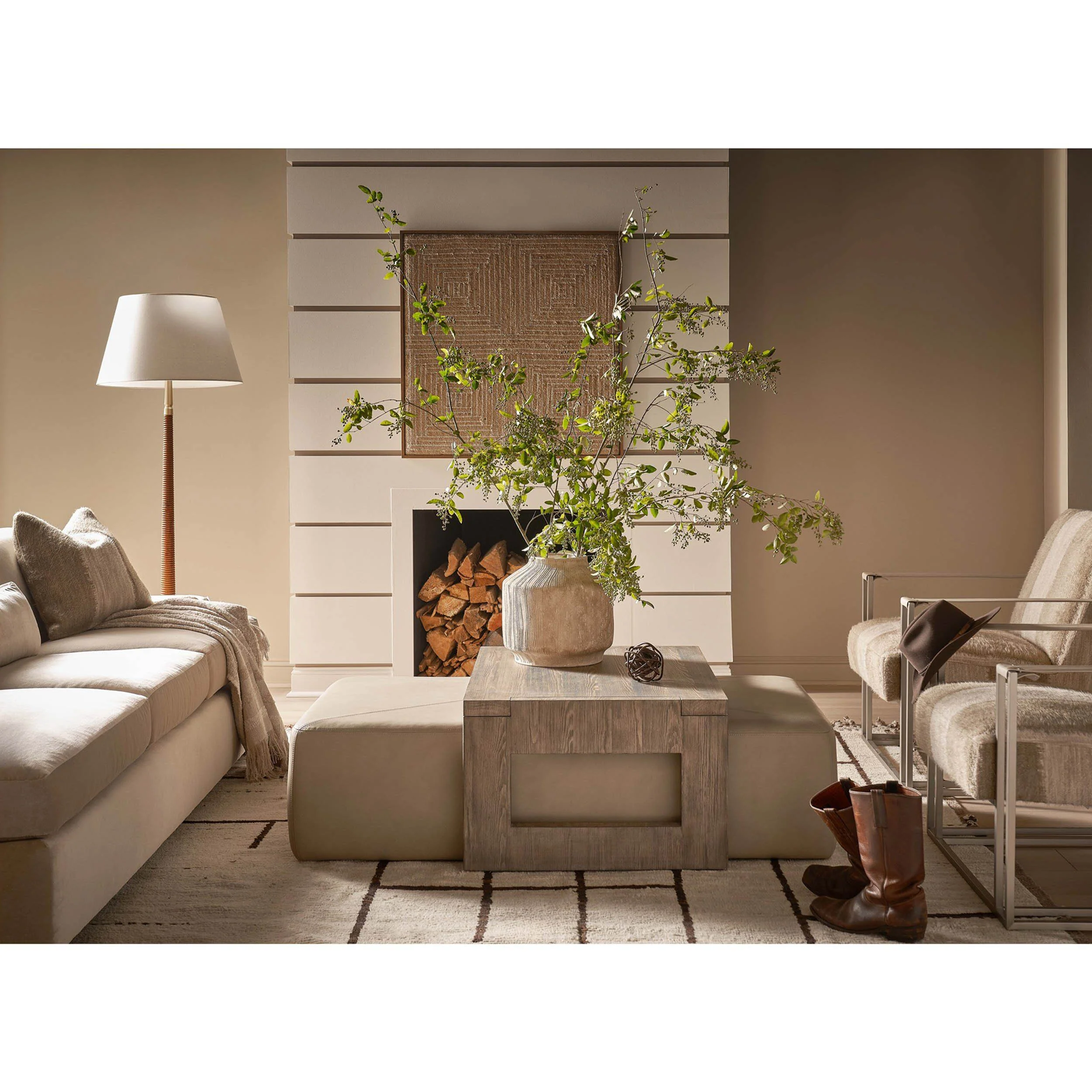 Boulder Cocktail Ottoman, Aline Beige - Image 3