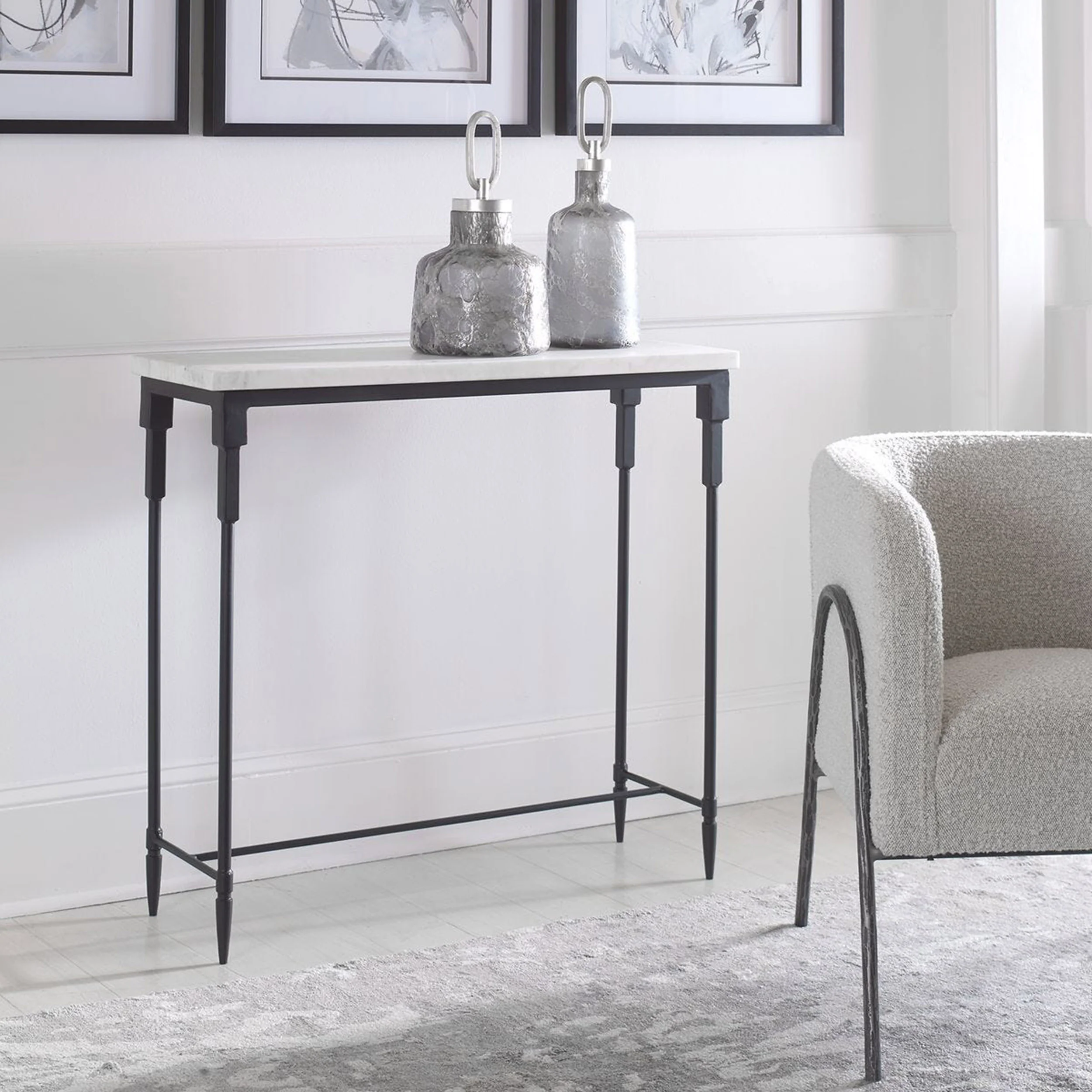 Bourges Console Table, Black/White - Image 5