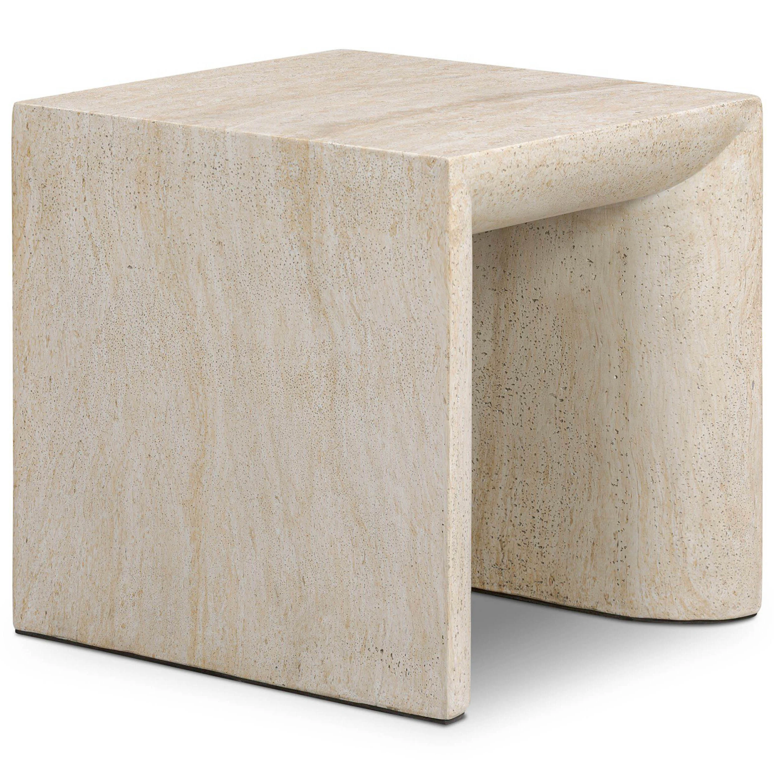 Brad End Table, Faux Travertine by Four Hands