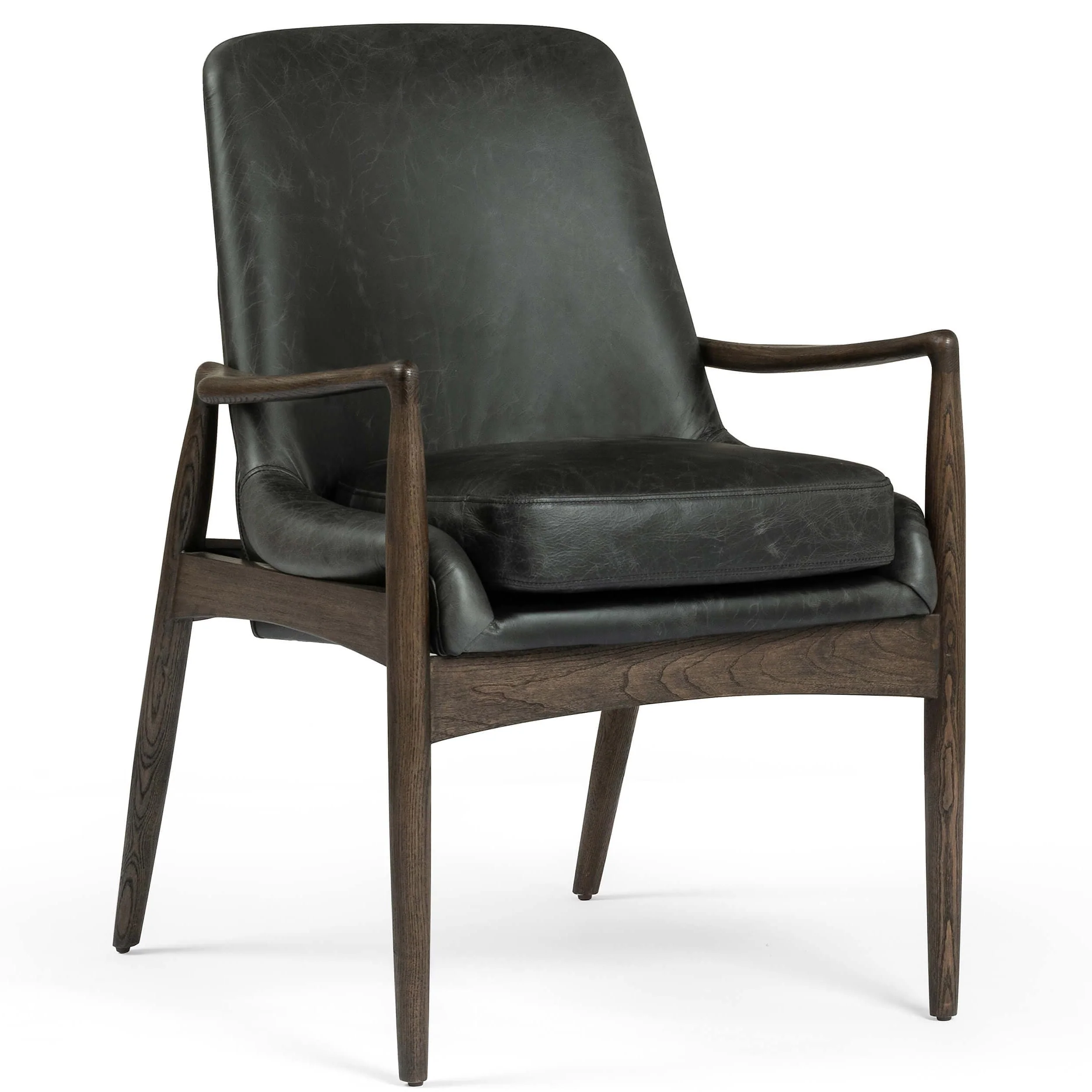 Braden Leather Dining Arm Chair, Durango Smoke, Set of 2 by Four Hands