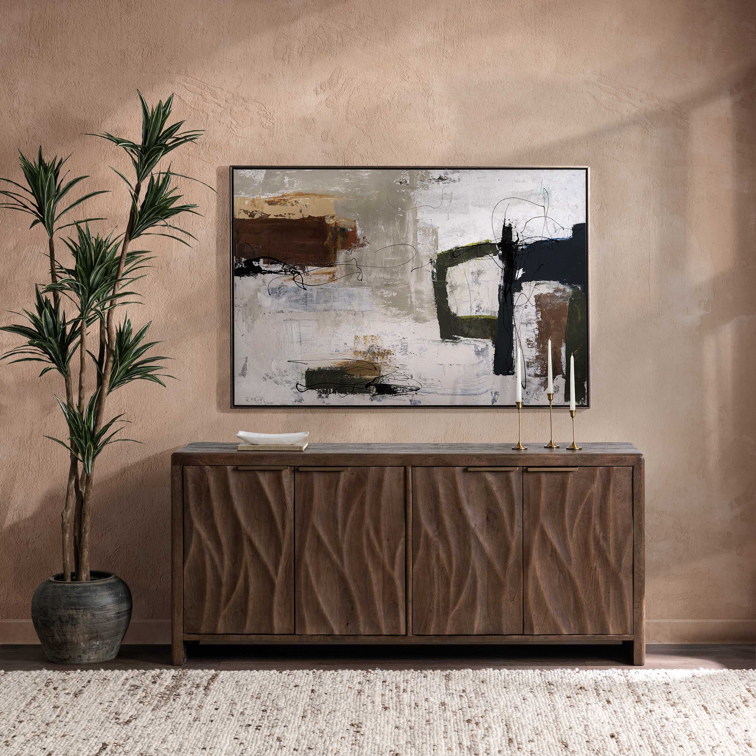 Braxton 4 Door Cabinet, Tundra Brown - Image 6