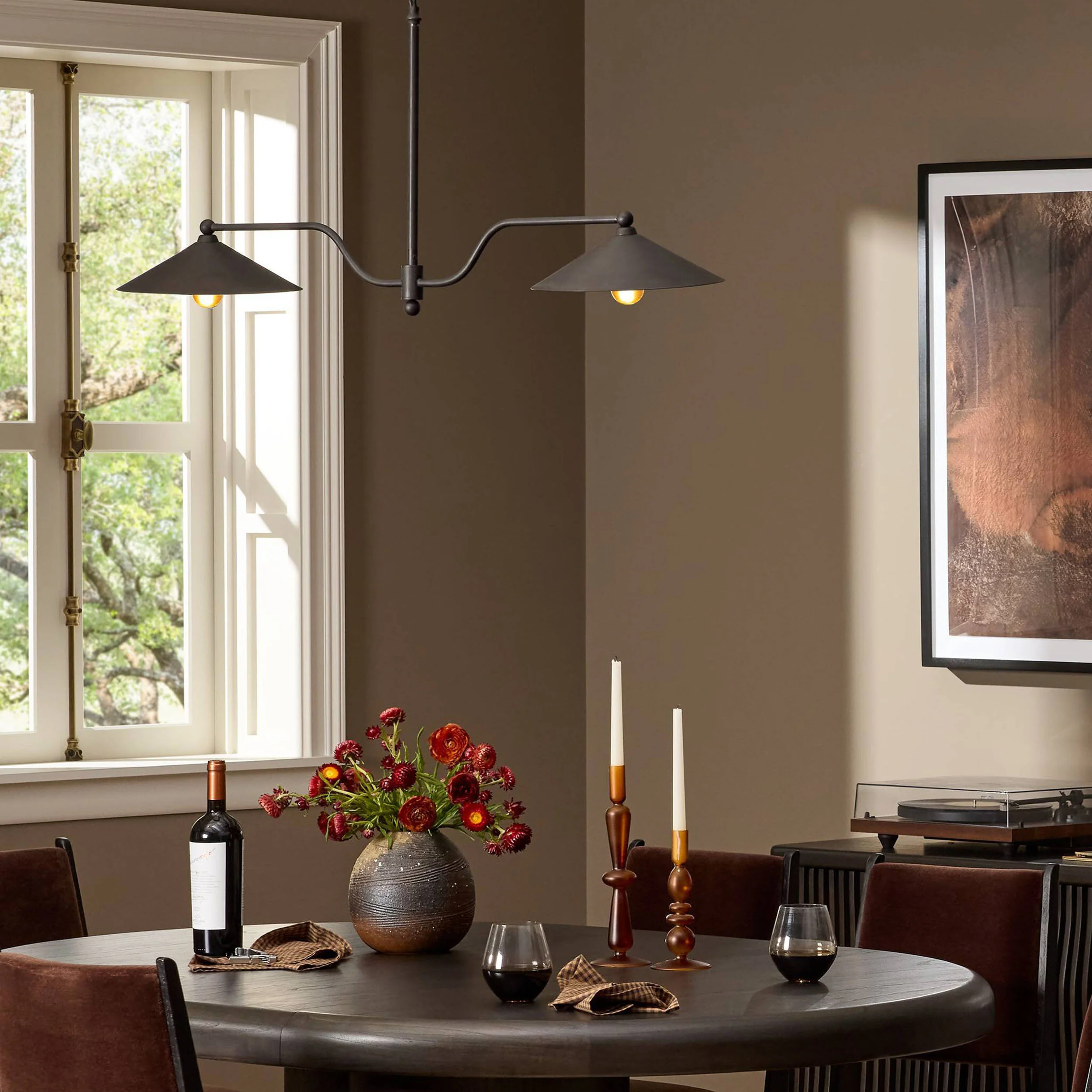 Brecken Linear Chandelier, Aged Antique Brass by Amber Lewis x Four Hands - Image 6
