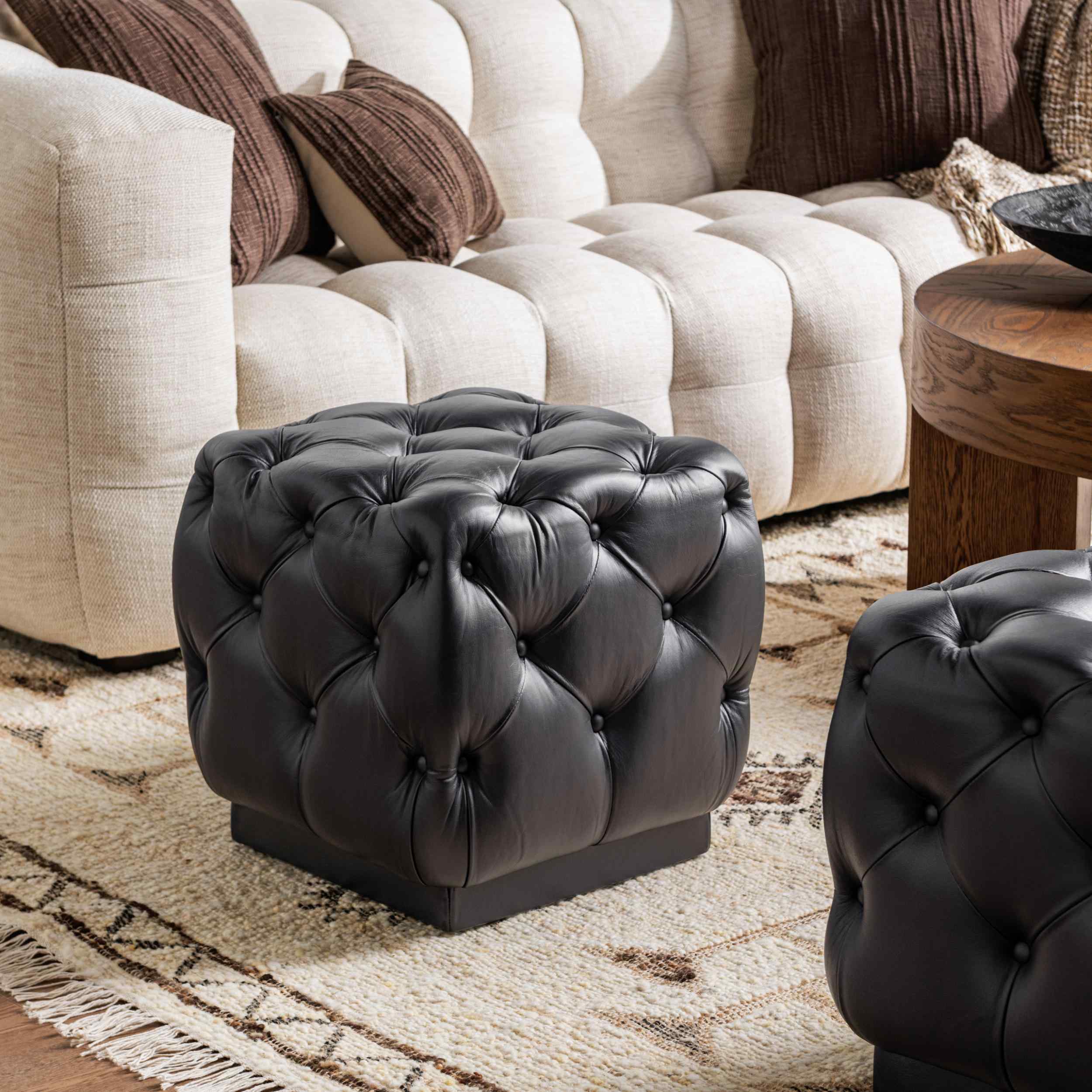 Briar Square Ottoman, Midnight Raven - Image 5
