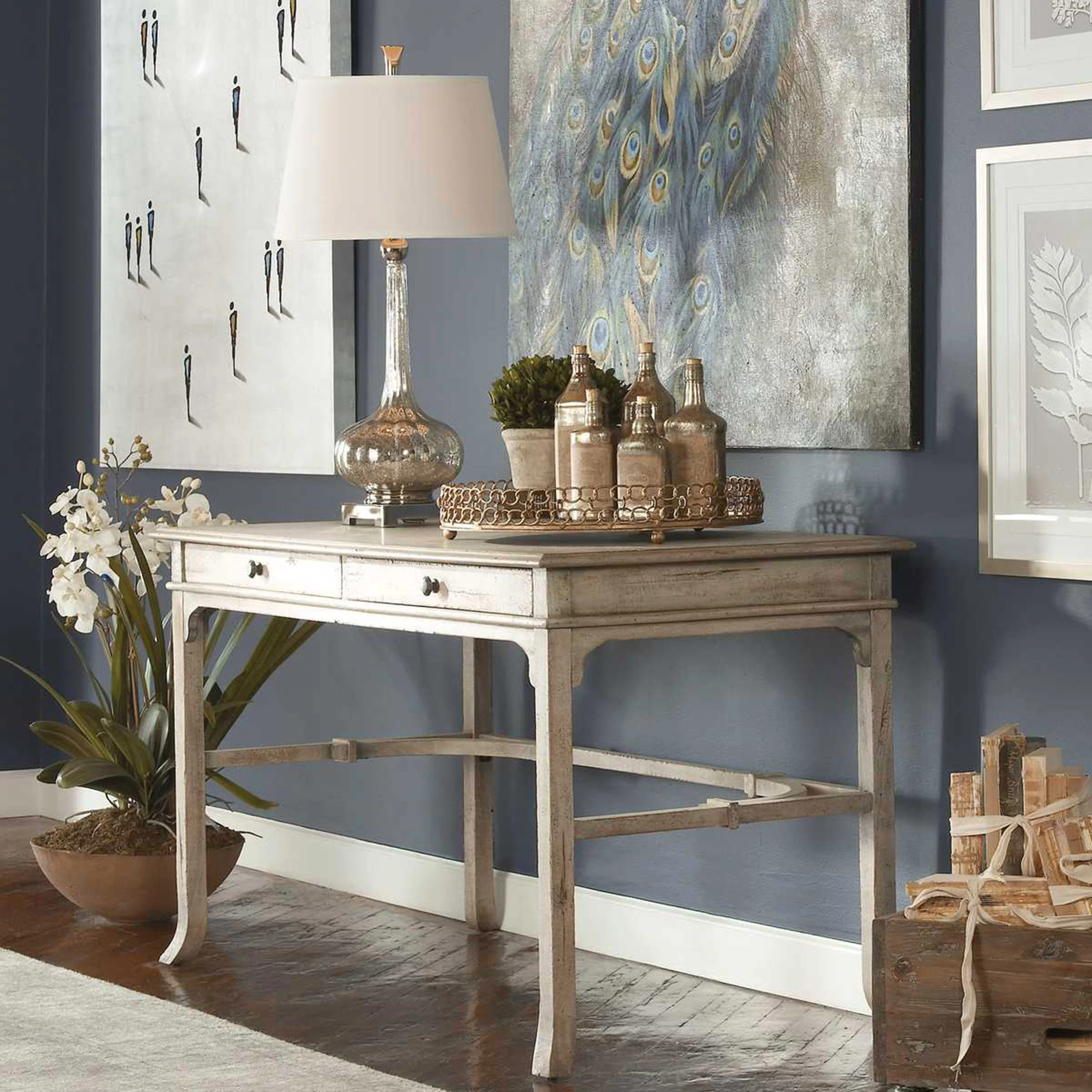 Bridgely Writing Desk, Aged White - Image 5