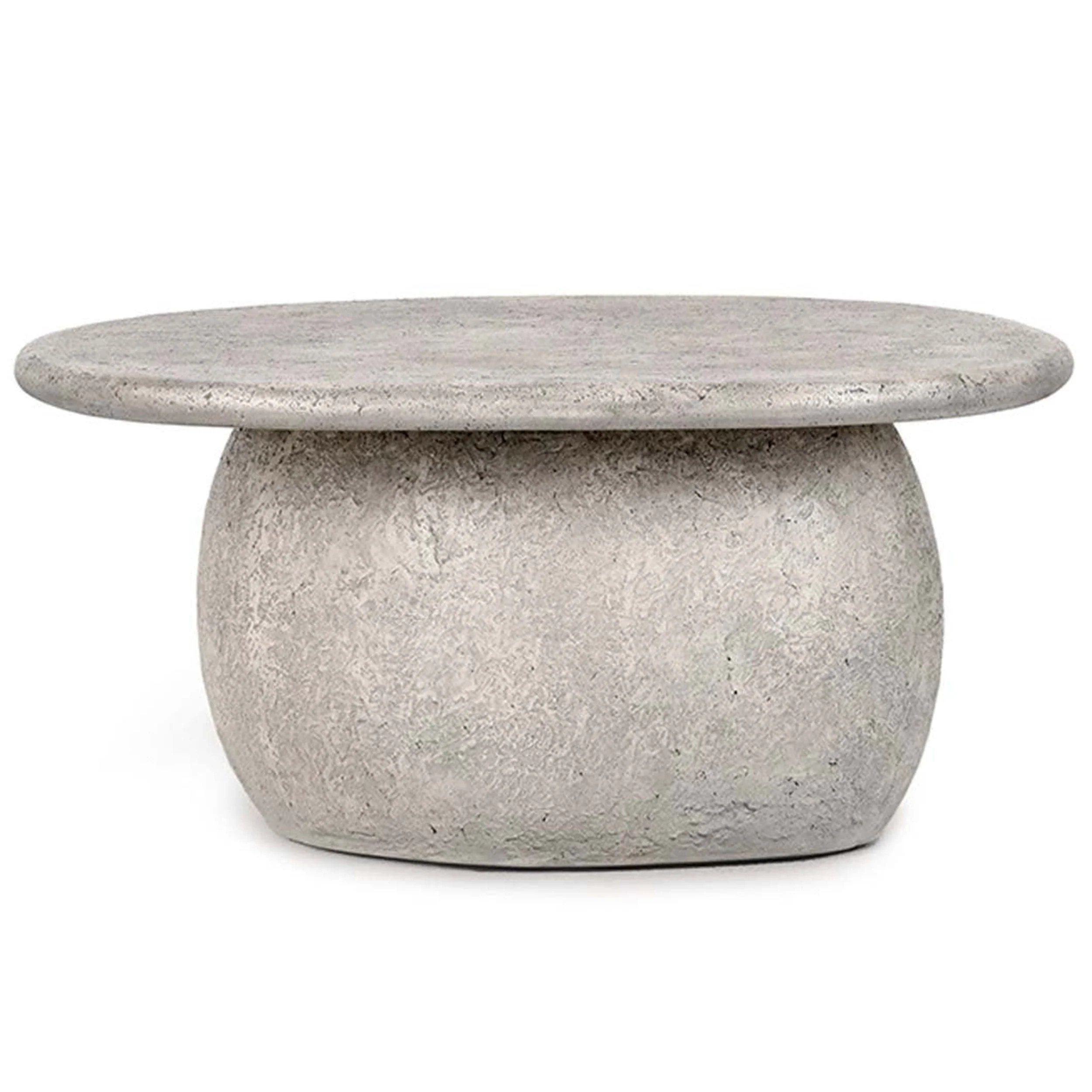 Britney Outdoor Round Coffee Table, Light Gray