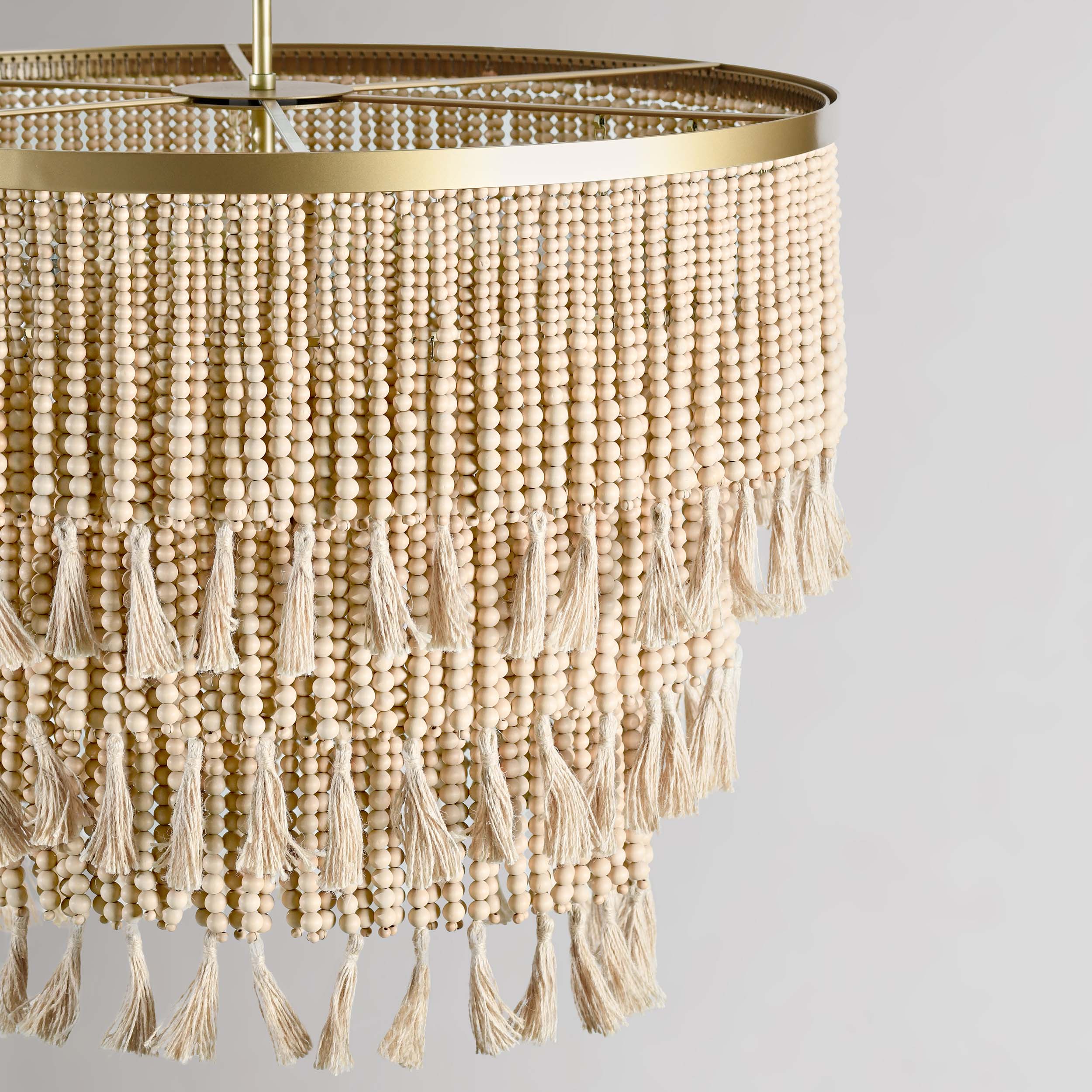 Brittany Round Beaded Chandelier, Natural - Image 4