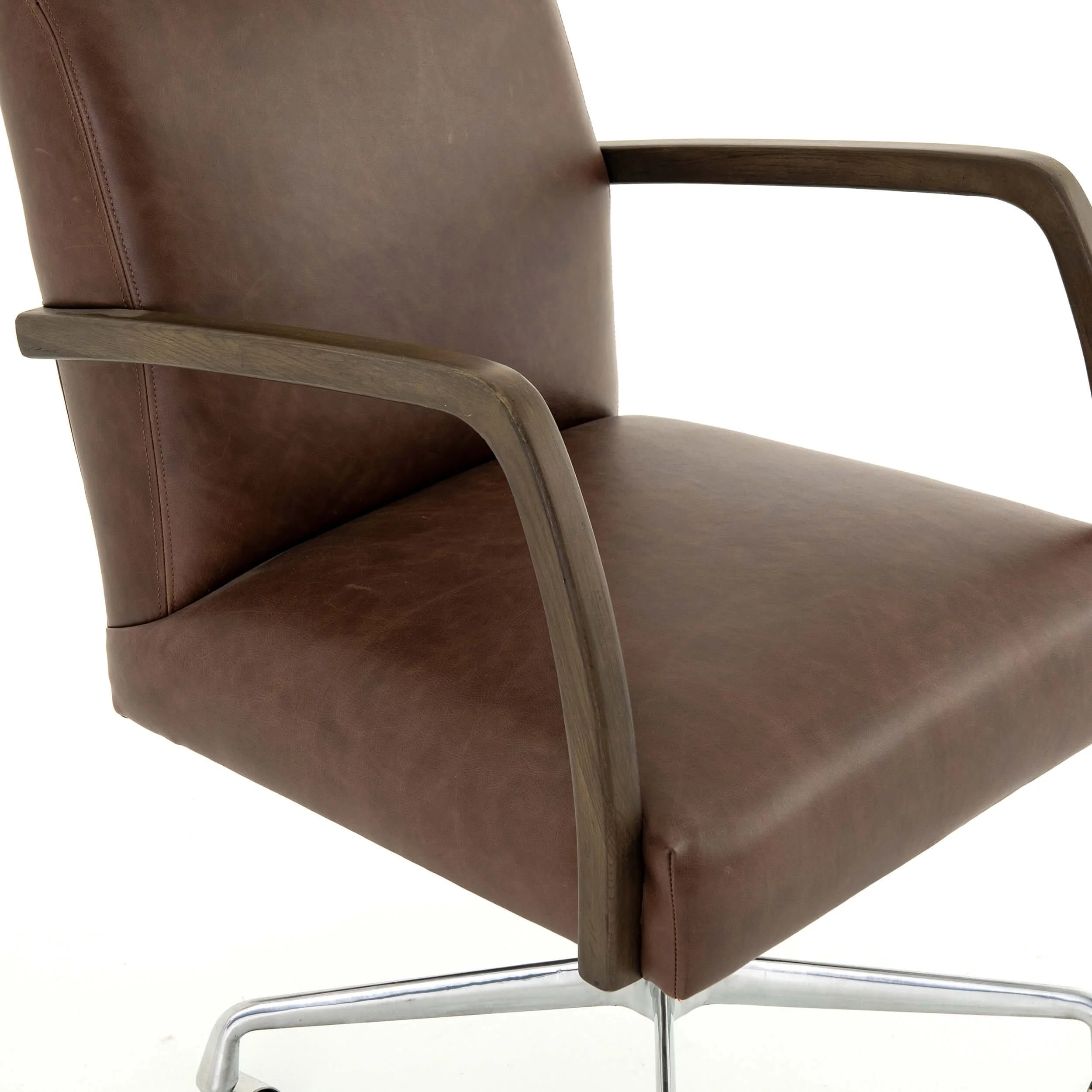Bryson Leather Desk Chair, Havana Brown by Four Hands - Image 6