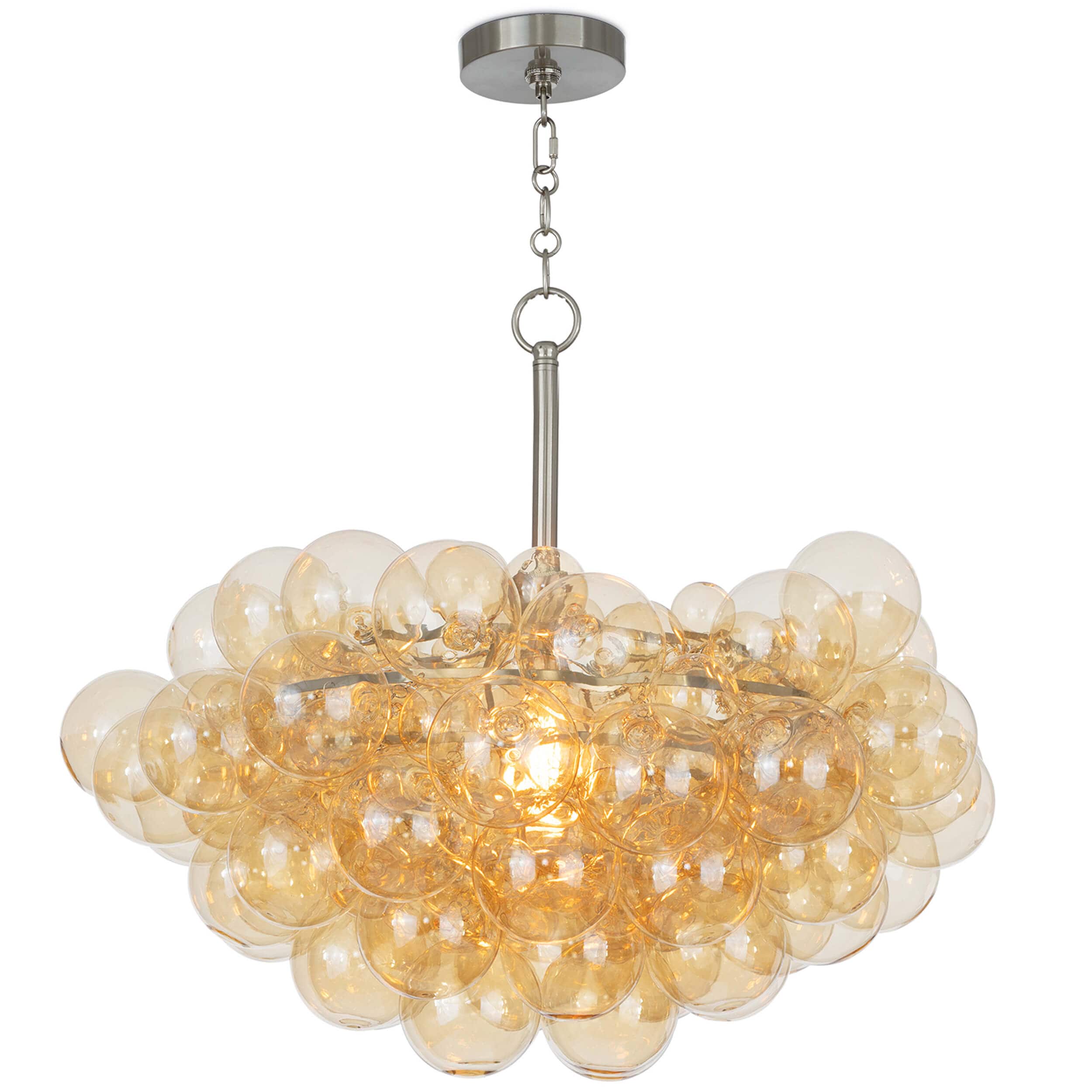 Bubbles Chandelier, Amber/Brushed Nickel