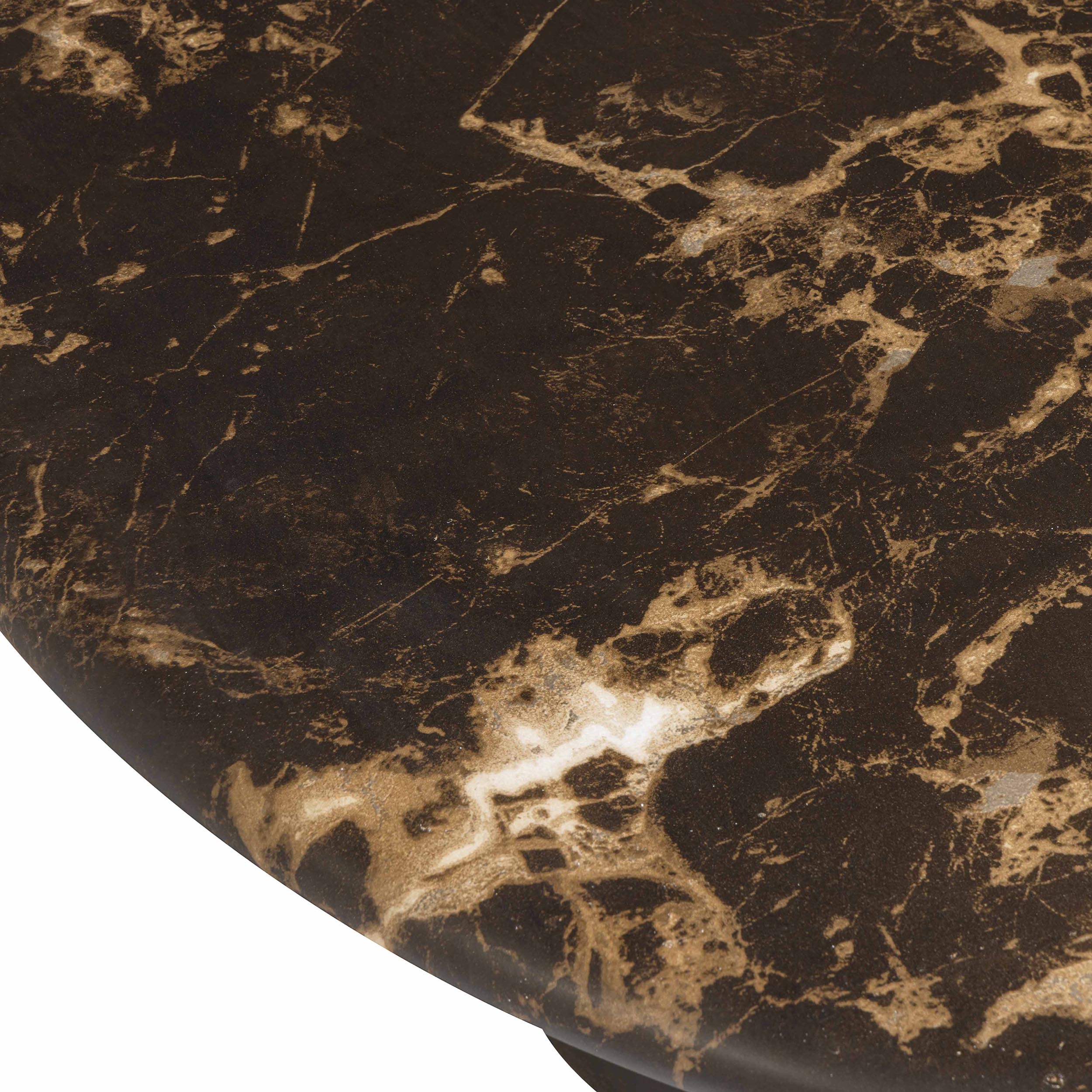 Byron Round Faux Marble Coffee Table, Dark Brown - Image 5
