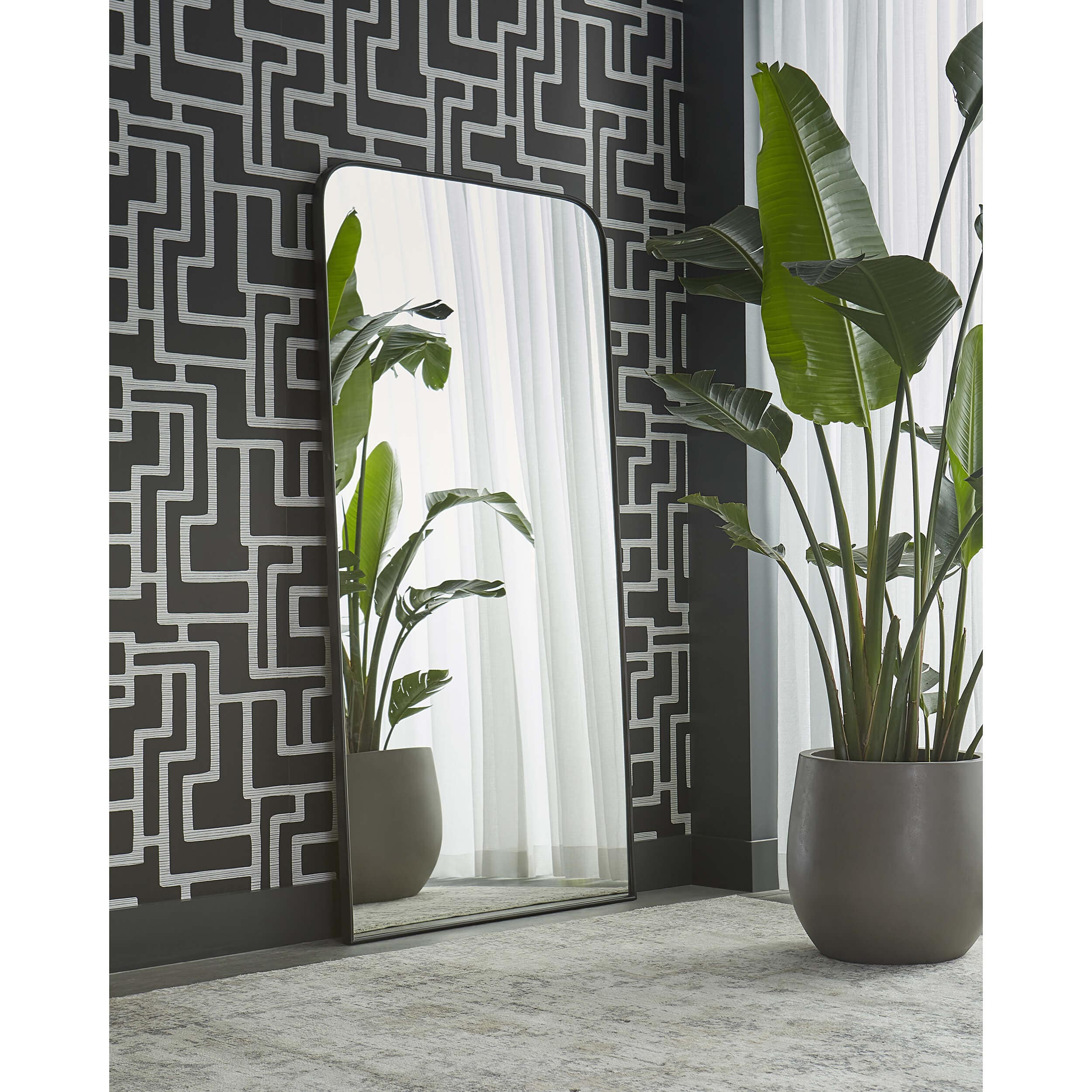 Calabasas Floor Mirror, Black - Image 5
