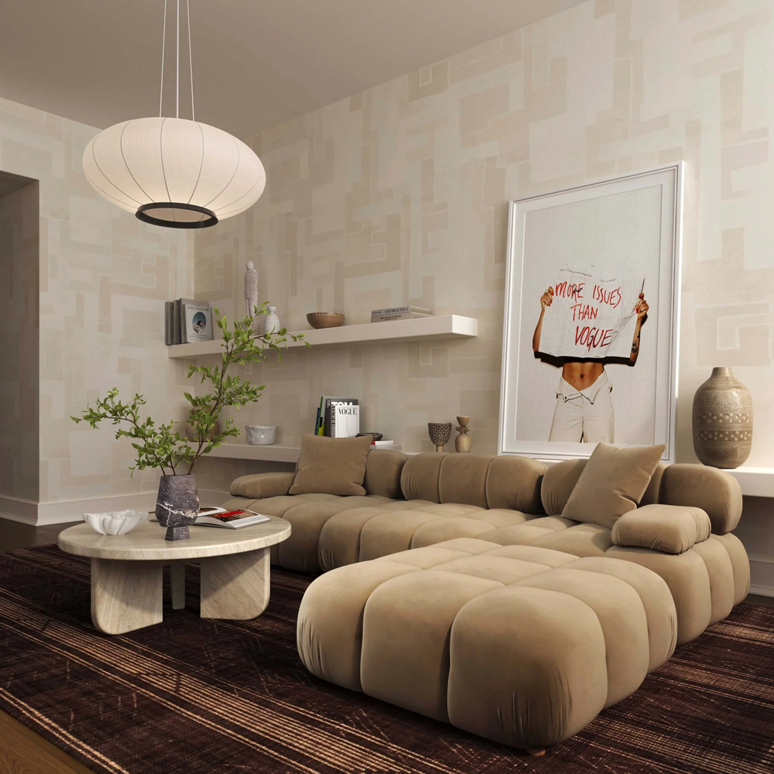 Calliope 4 Piece Modular Sectional, Cafe Au Lait - Image 5