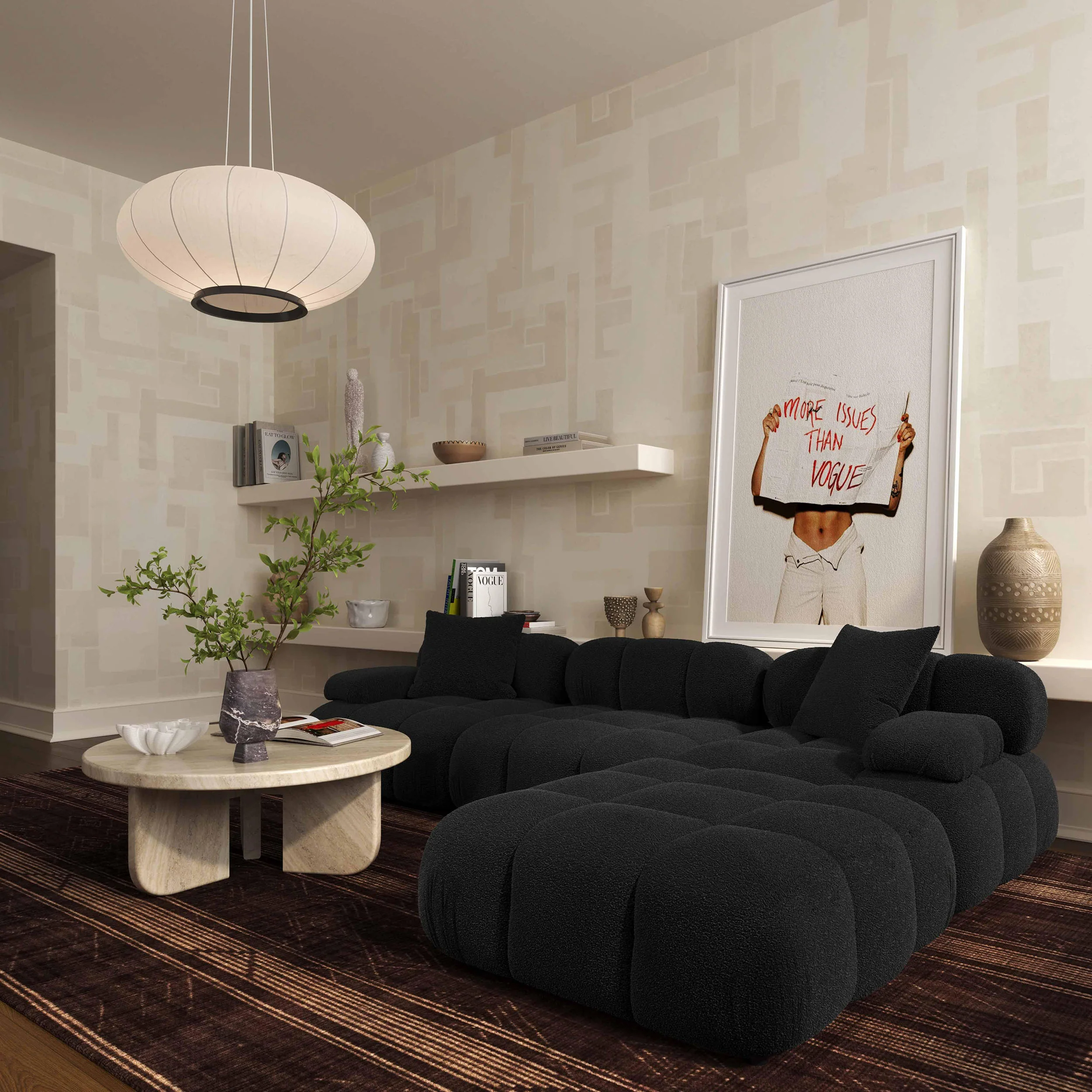 Calliope Modular Ottoman, Black - Image 4