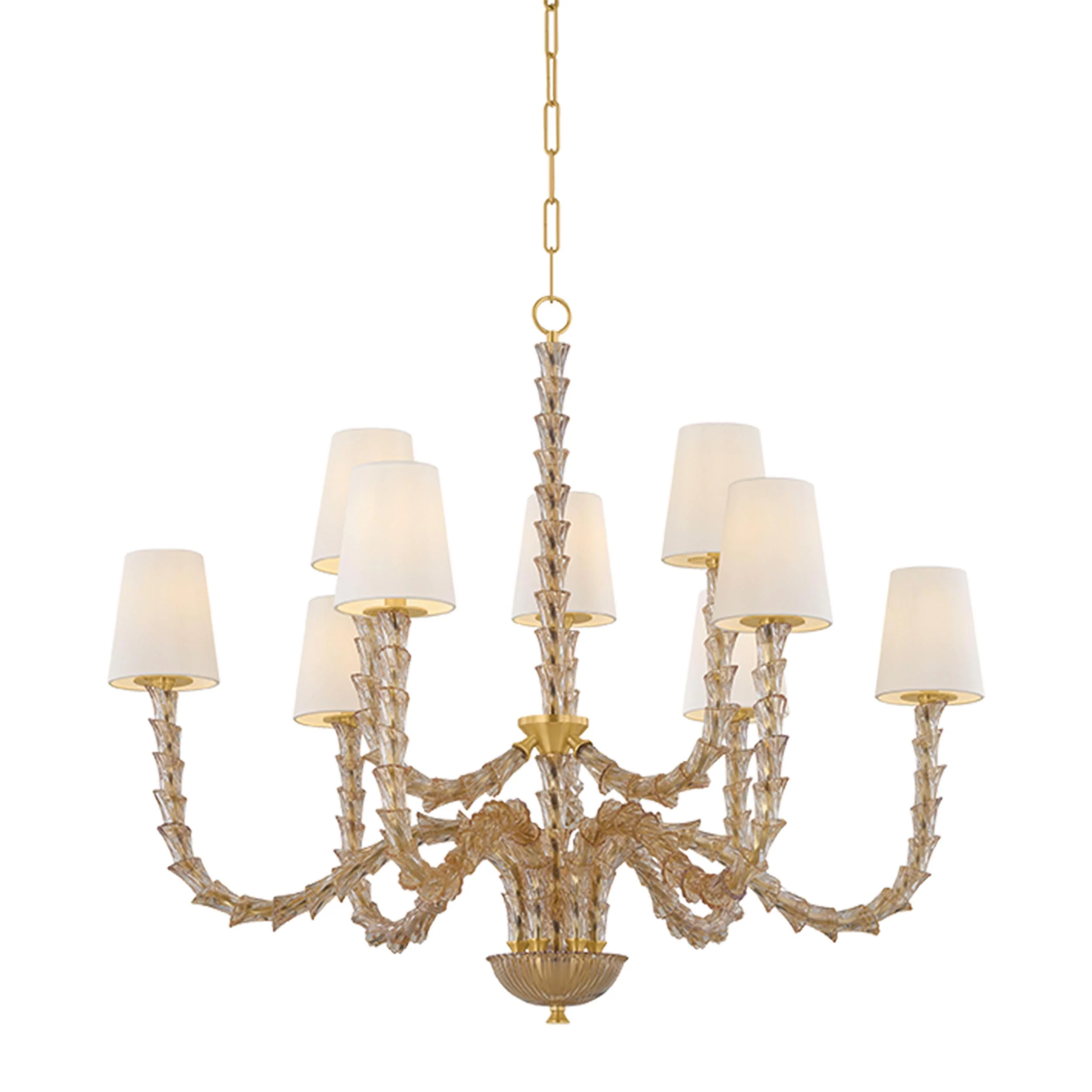 Calumet 9 Light Chandelier, Aged Brass