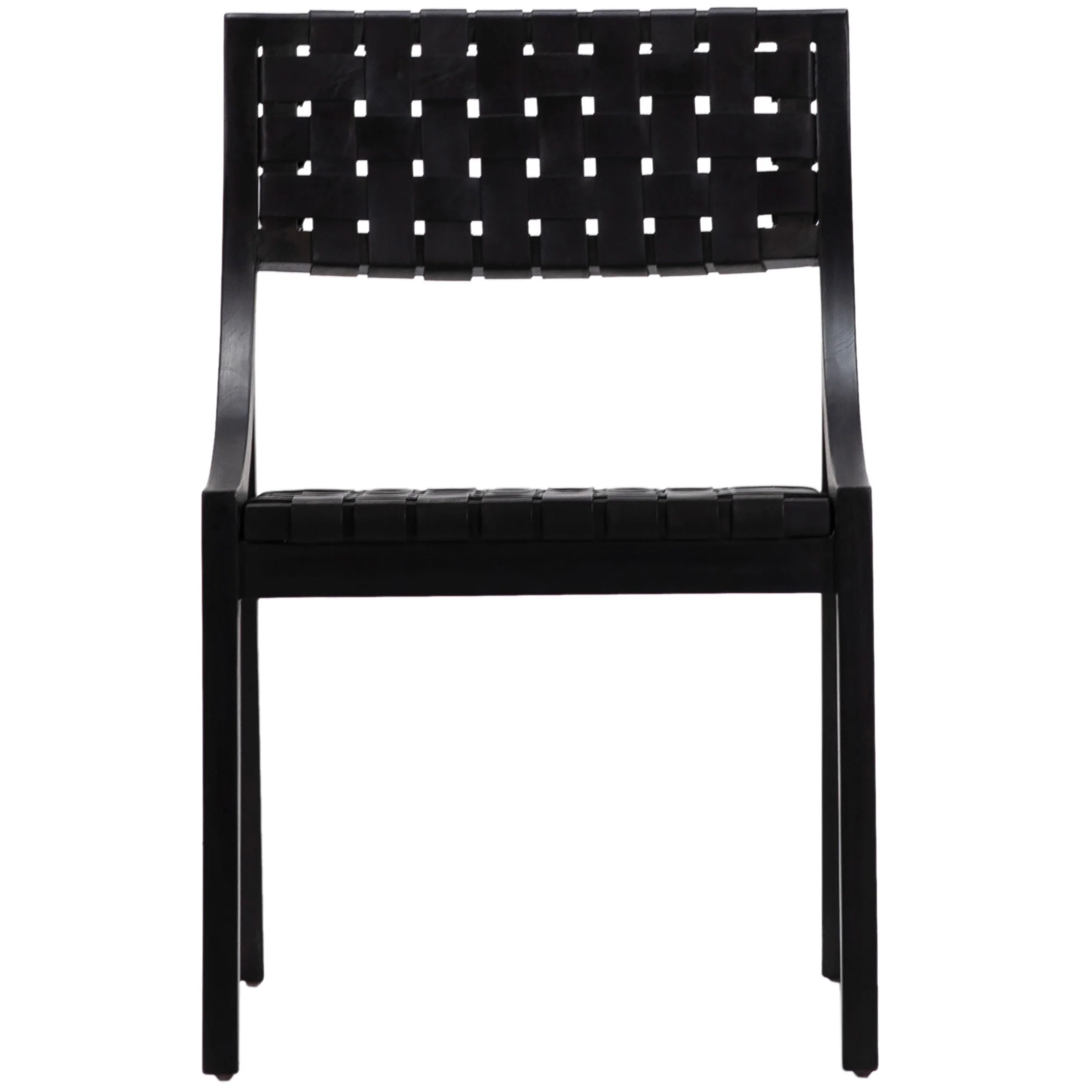Camila Leather Dining Chair, Black/Black, Set of 2 - Image 2