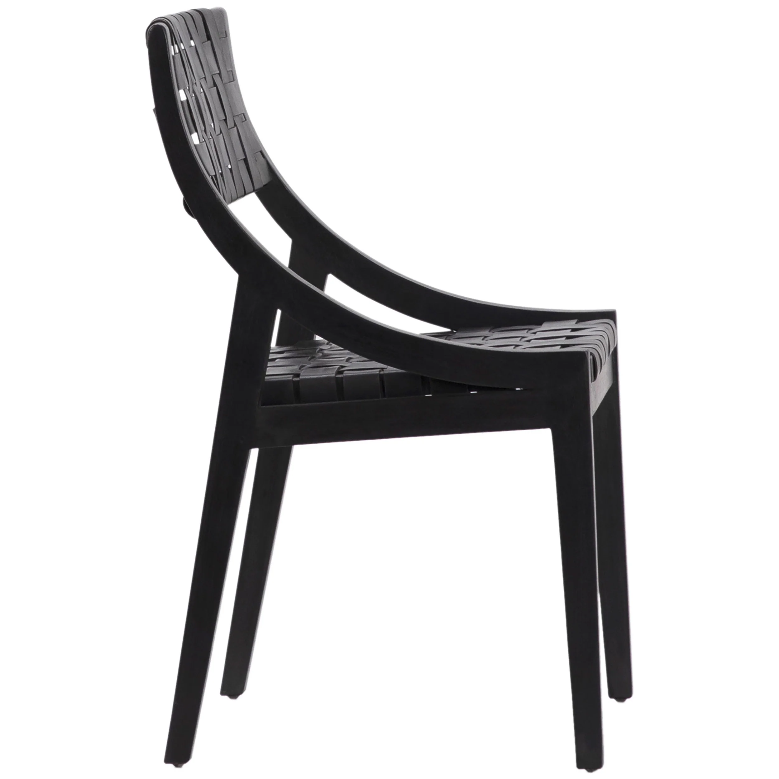 Camila Leather Dining Chair, Black/Black, Set of 2 - Image 3