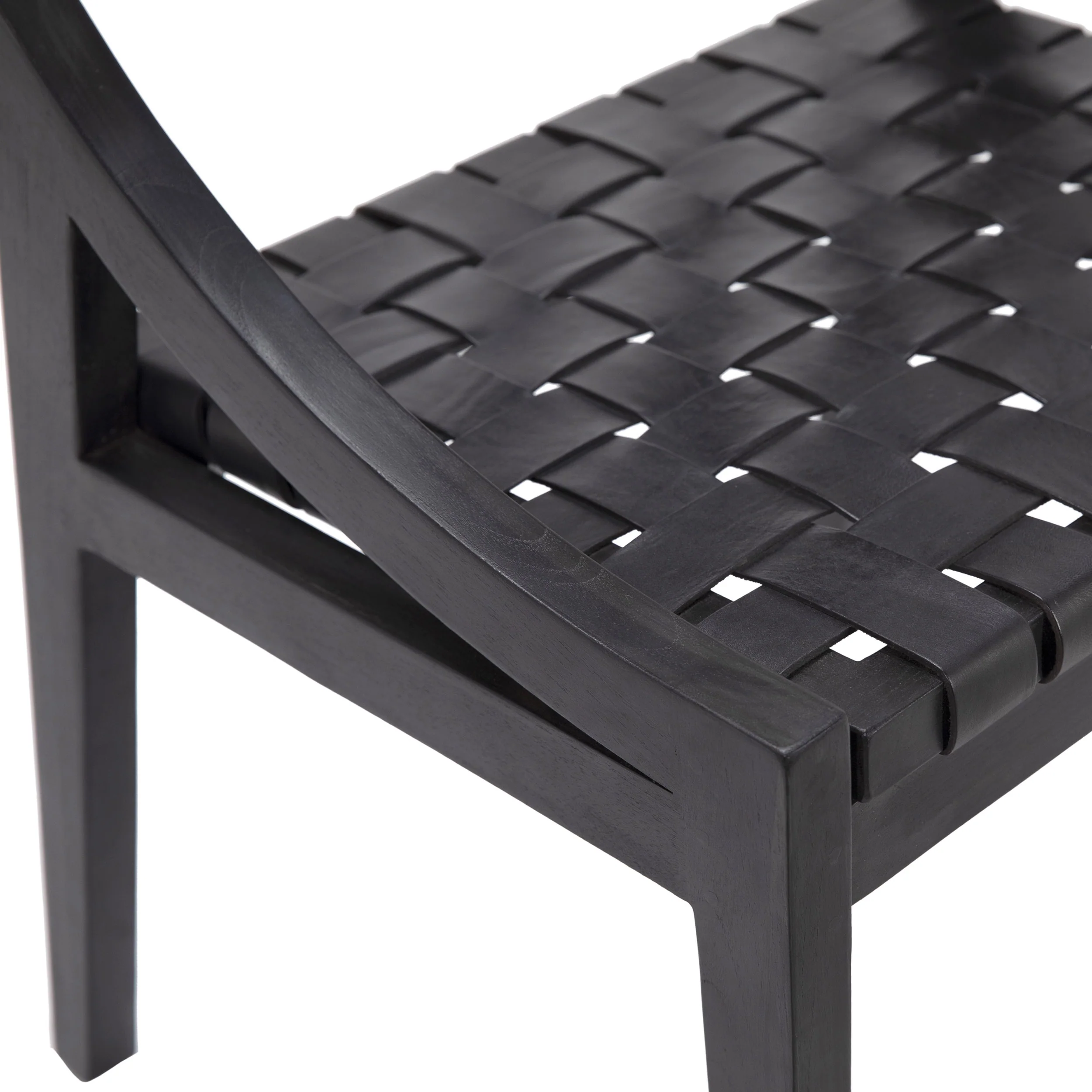 Camila Leather Dining Chair, Black/Black, Set of 2 - Image 4
