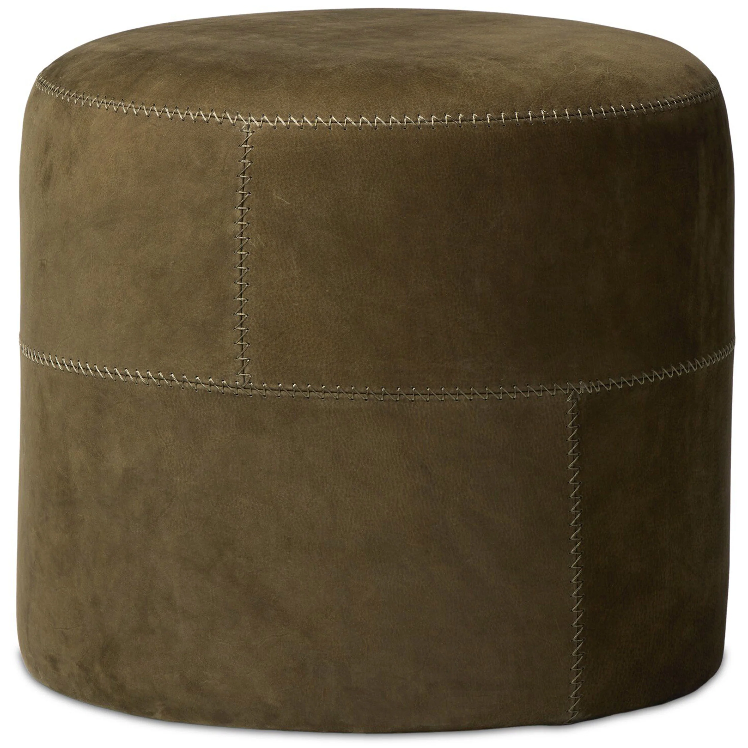 Camino Leather Ottoman, Nubuck Olive by Amber Lewis x Four Hands
