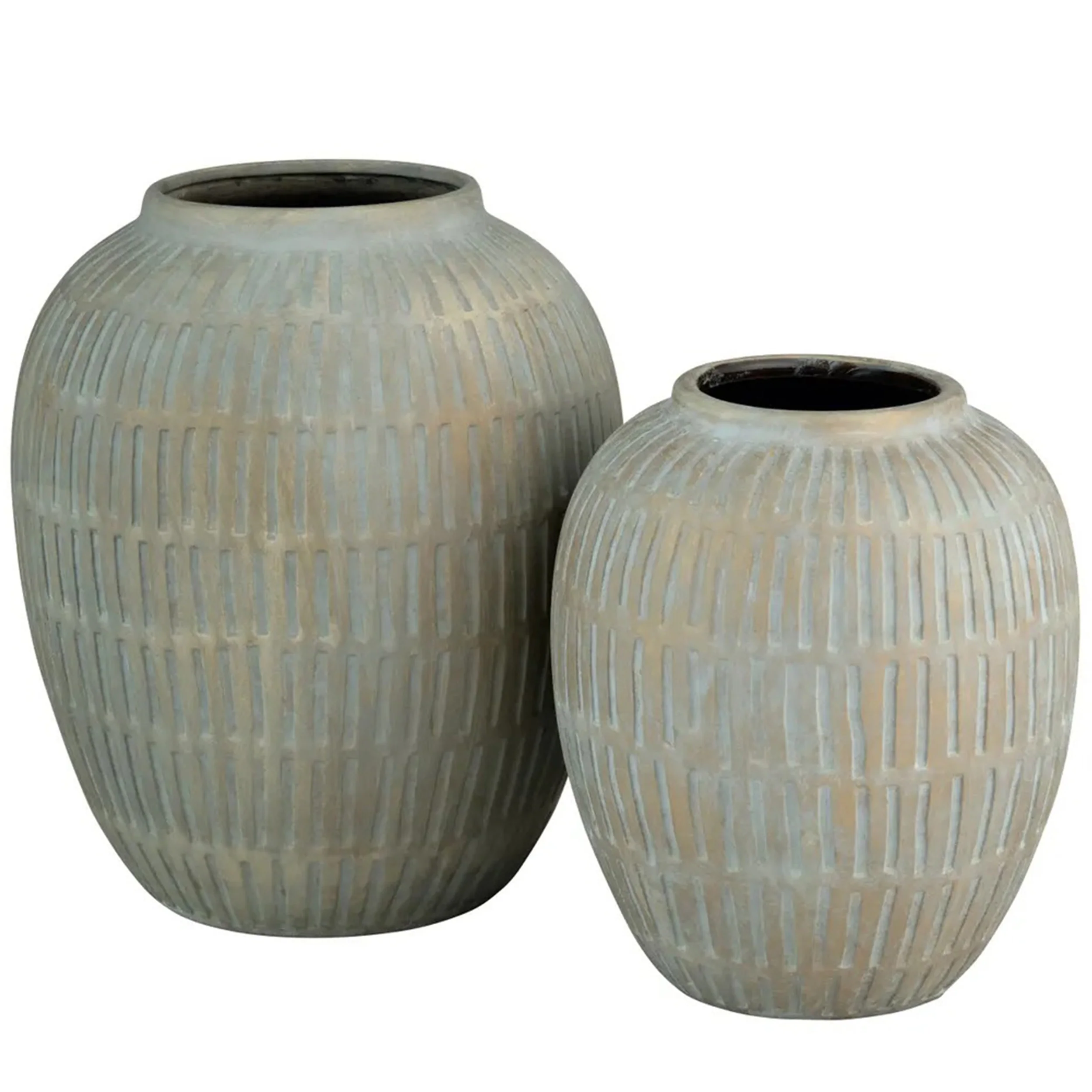 Cannon Urn Vases, Grey, Set of 2