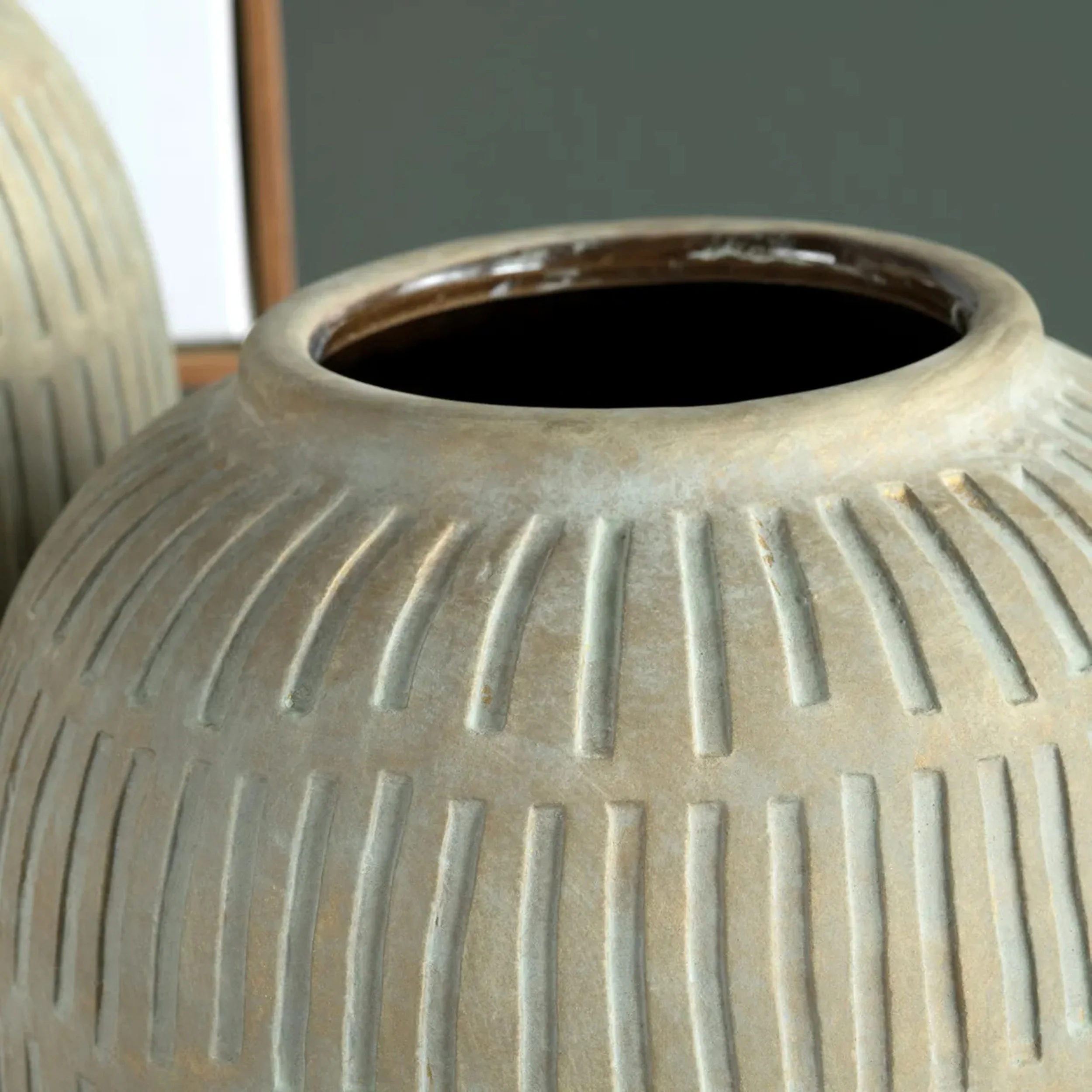 Cannon Urn Vases, Grey, Set of 2 - Image 3