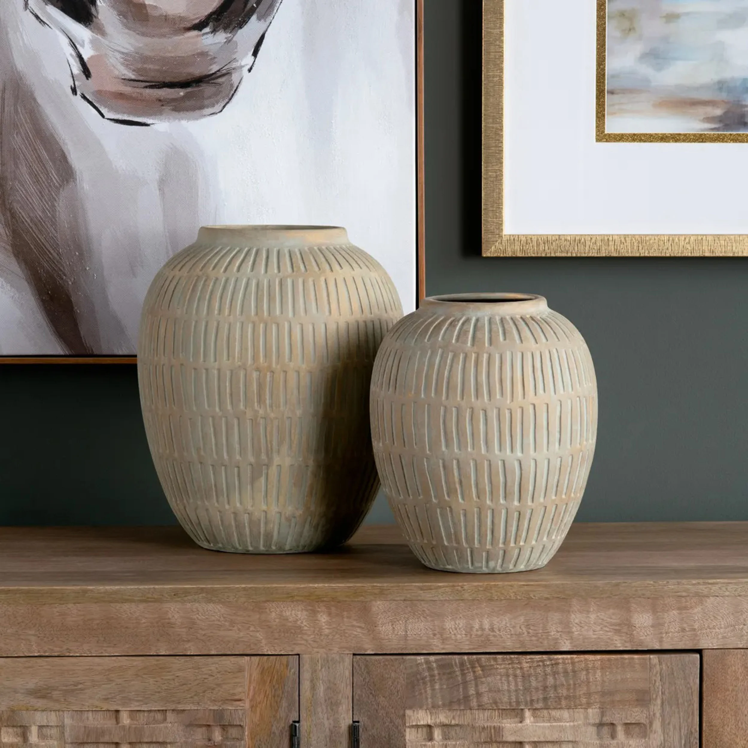 Cannon Urn Vases, Grey, Set of 2 - Image 4