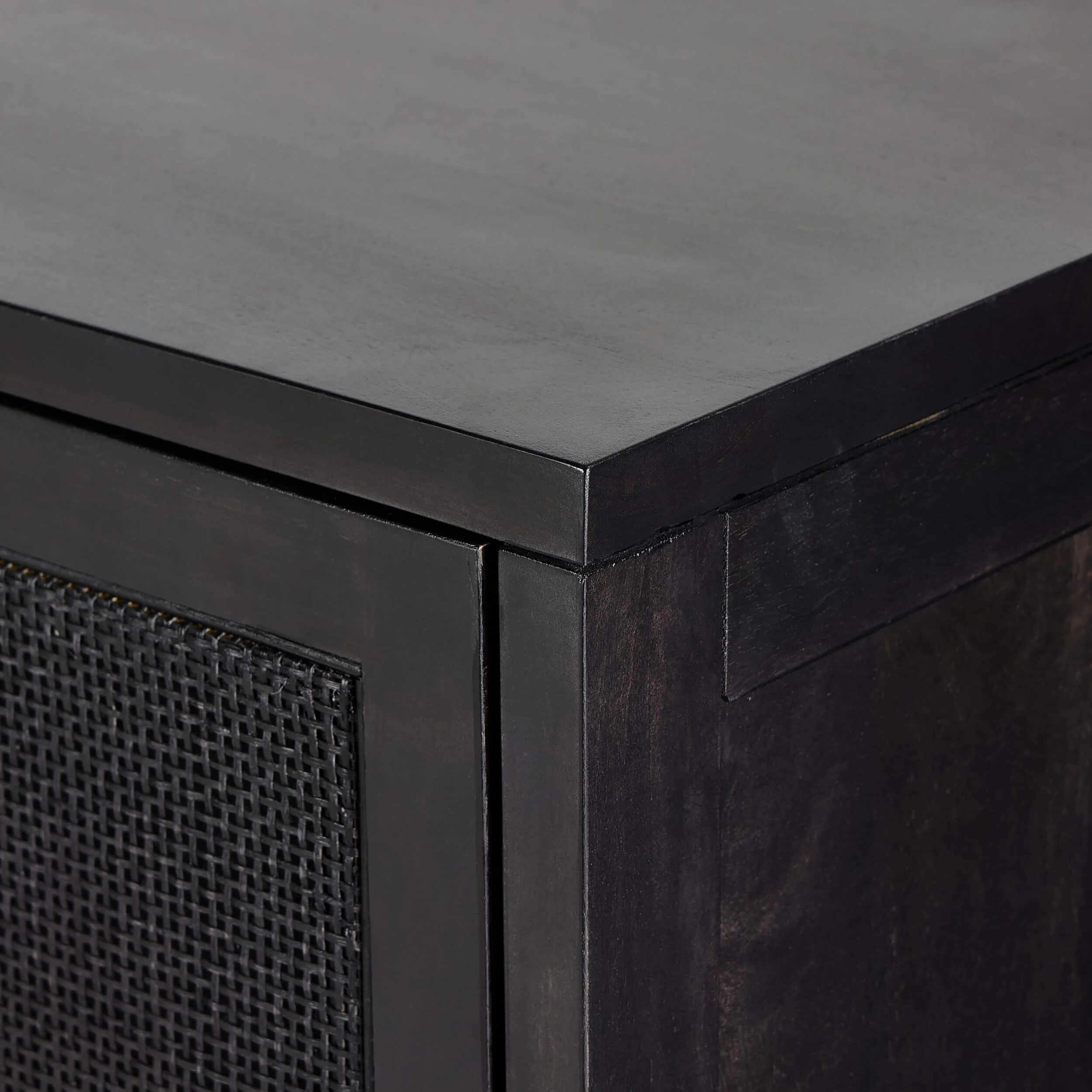 Caprice Bar Cabinet, Black Wash w/Black Cane by Four Hands - Image 6