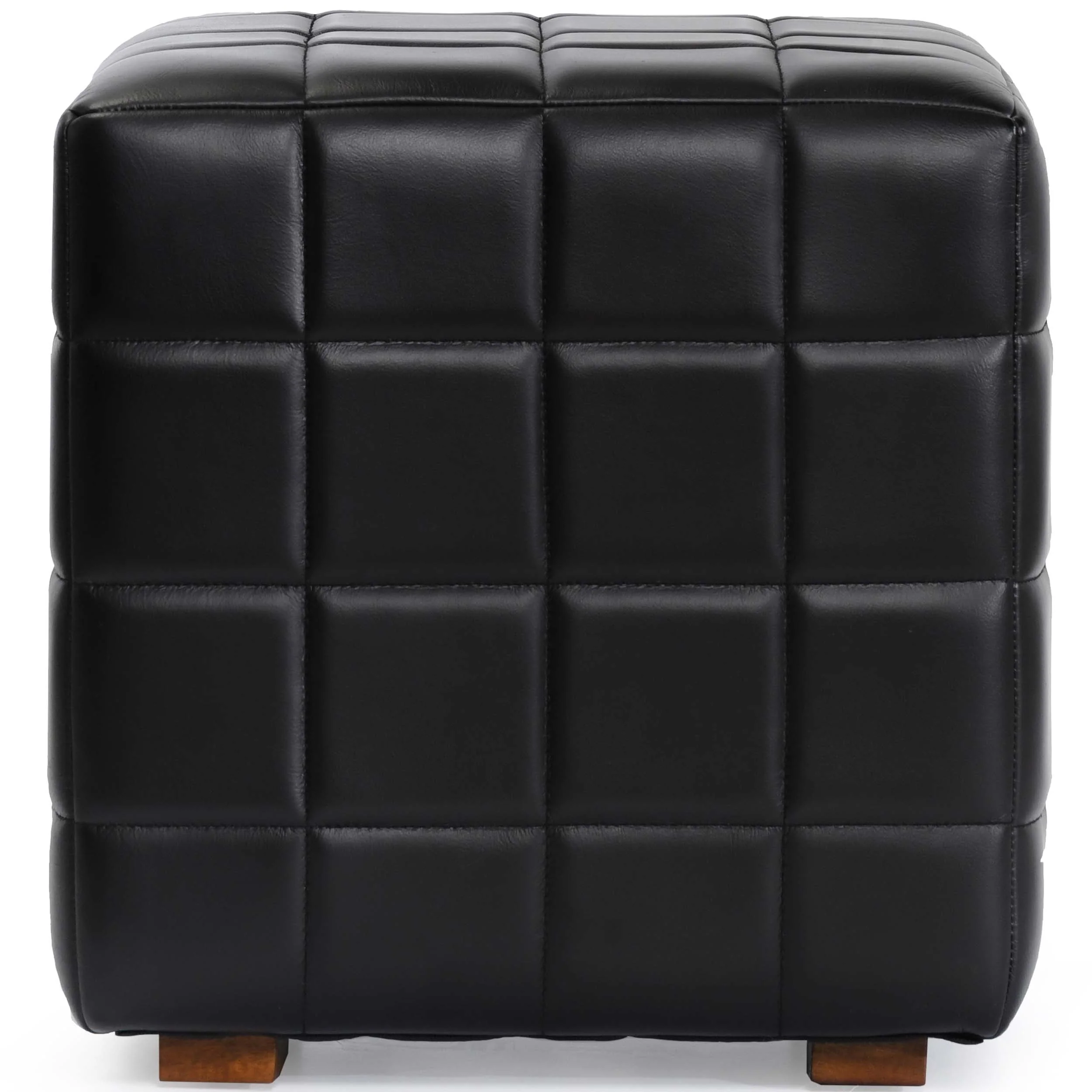 Carlo Leather Square Ottoman, Midnight Raven - Image 2