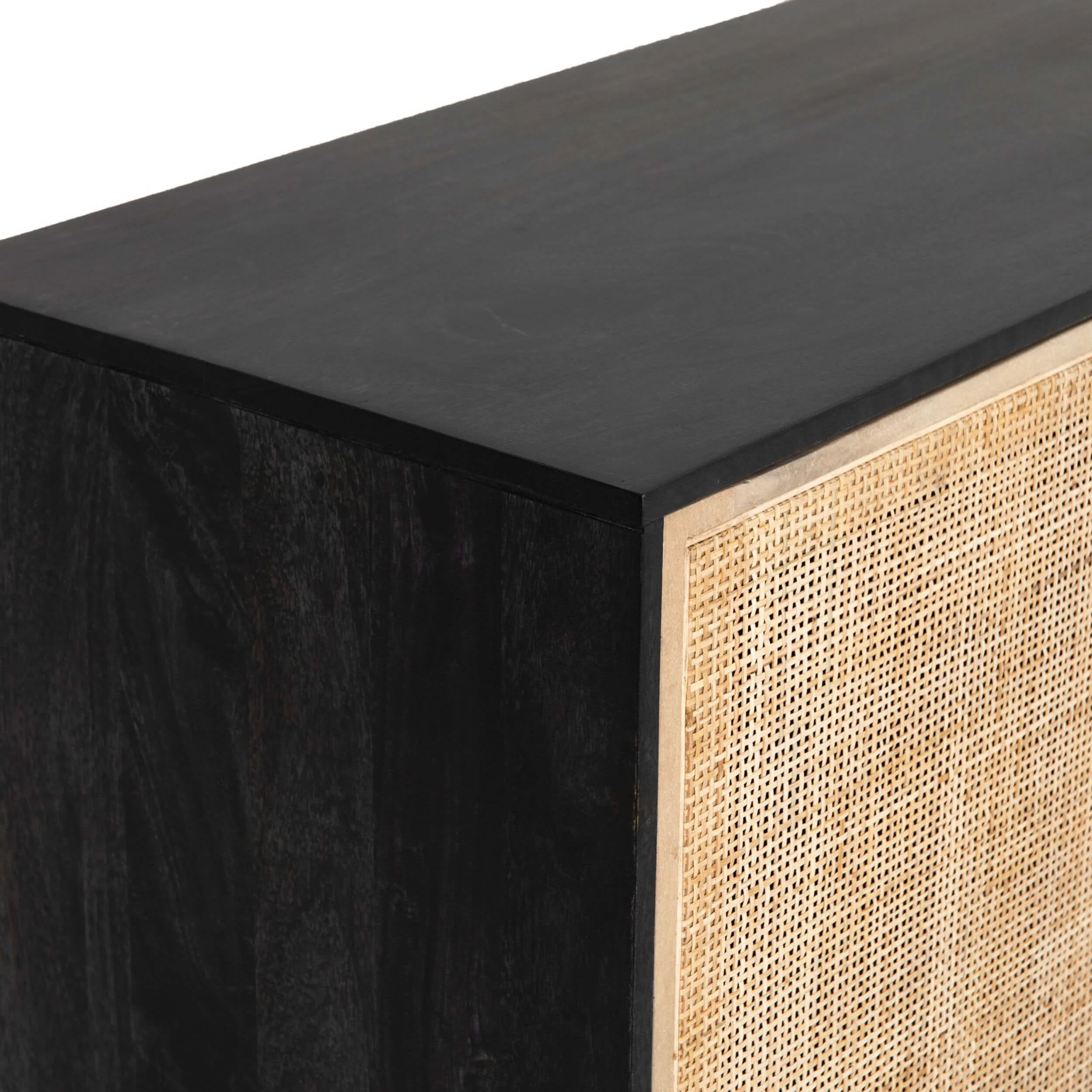 Carmel 4 Door Sideboard, Black Wash/Cane Natural by Four Hands - Image 5