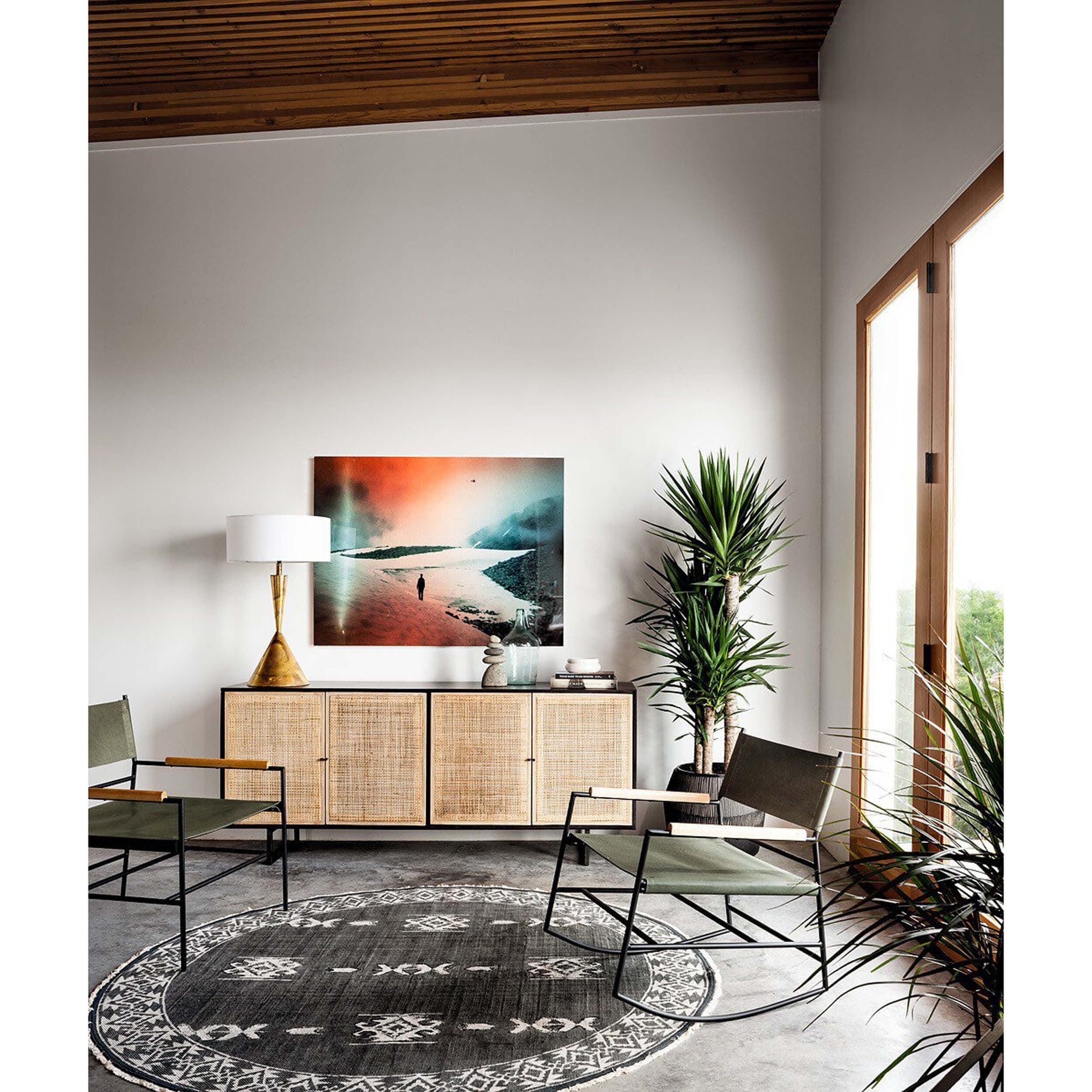 Carmel 4 Door Sideboard, Black Wash/Cane Natural by Four Hands - Image 7