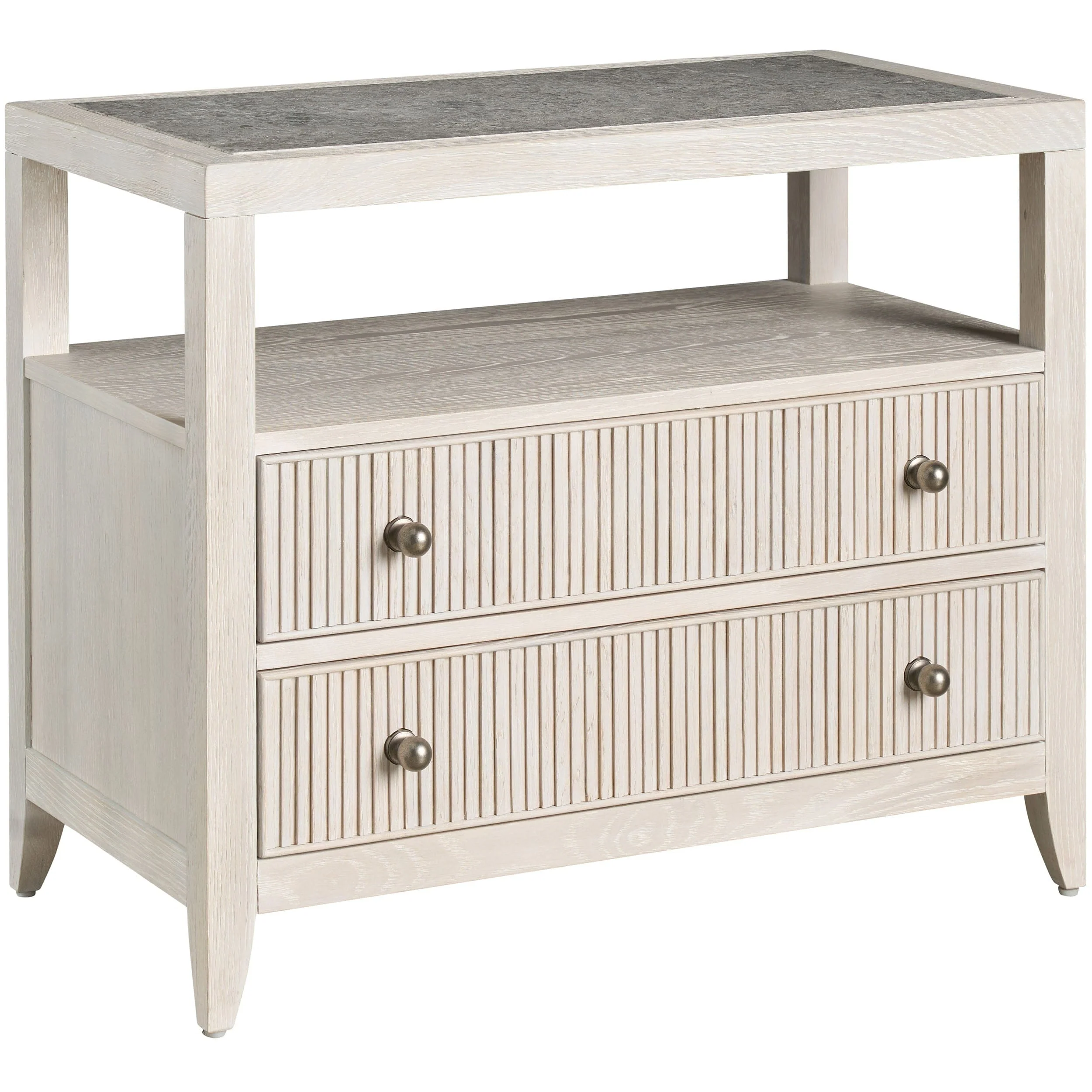 Carmen Two Drawer Nightstand, White Oak